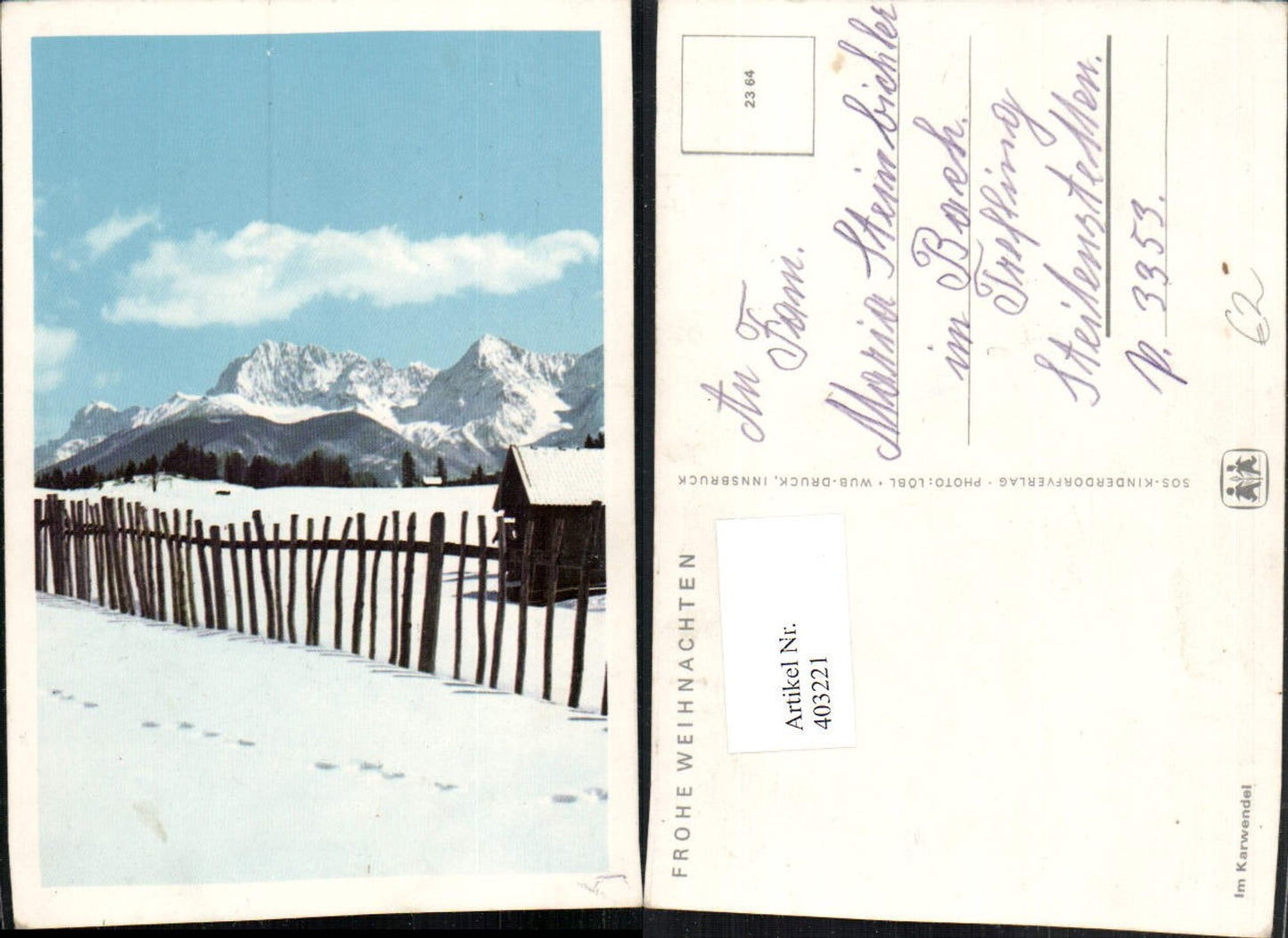 403221,SOS Kinderdorf 23/64 Weihnachten Winterlandschaft Bergkulisse