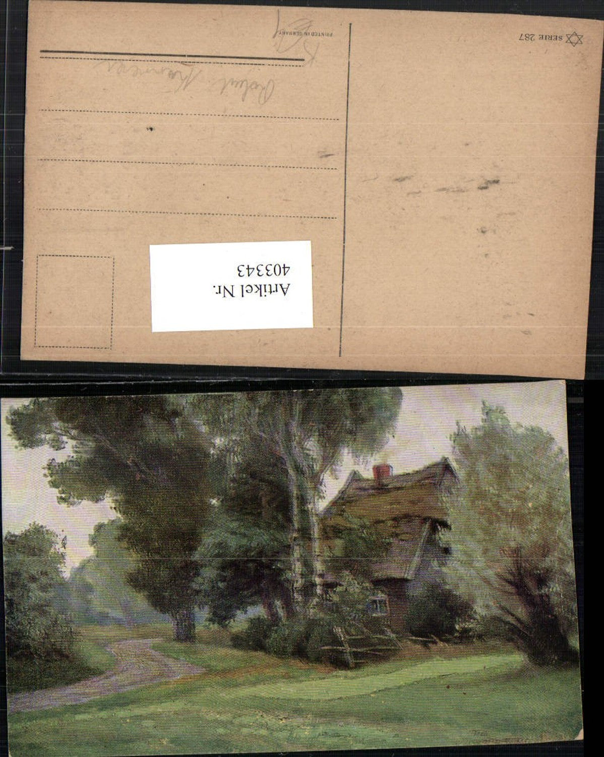 403343,Künstler AK Robert Kämmerer Landschaft Haus Bäume