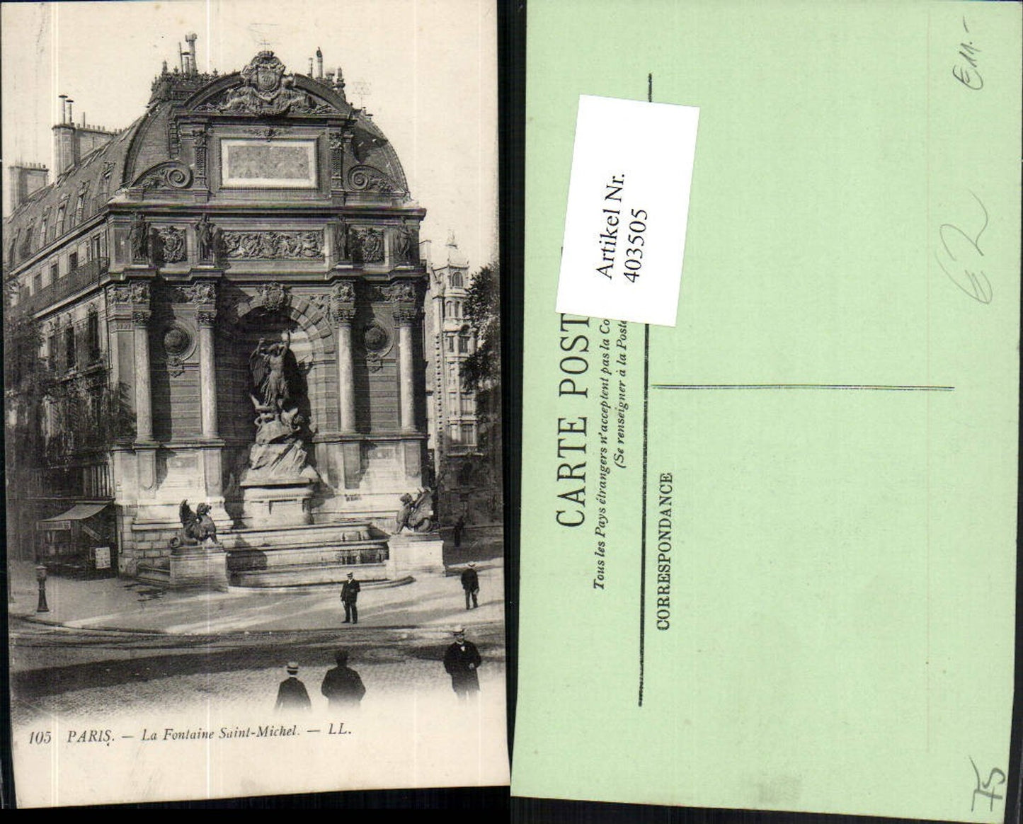 403505,Ile-de-France Paris La Fontaine Saint-Michel Brunnen