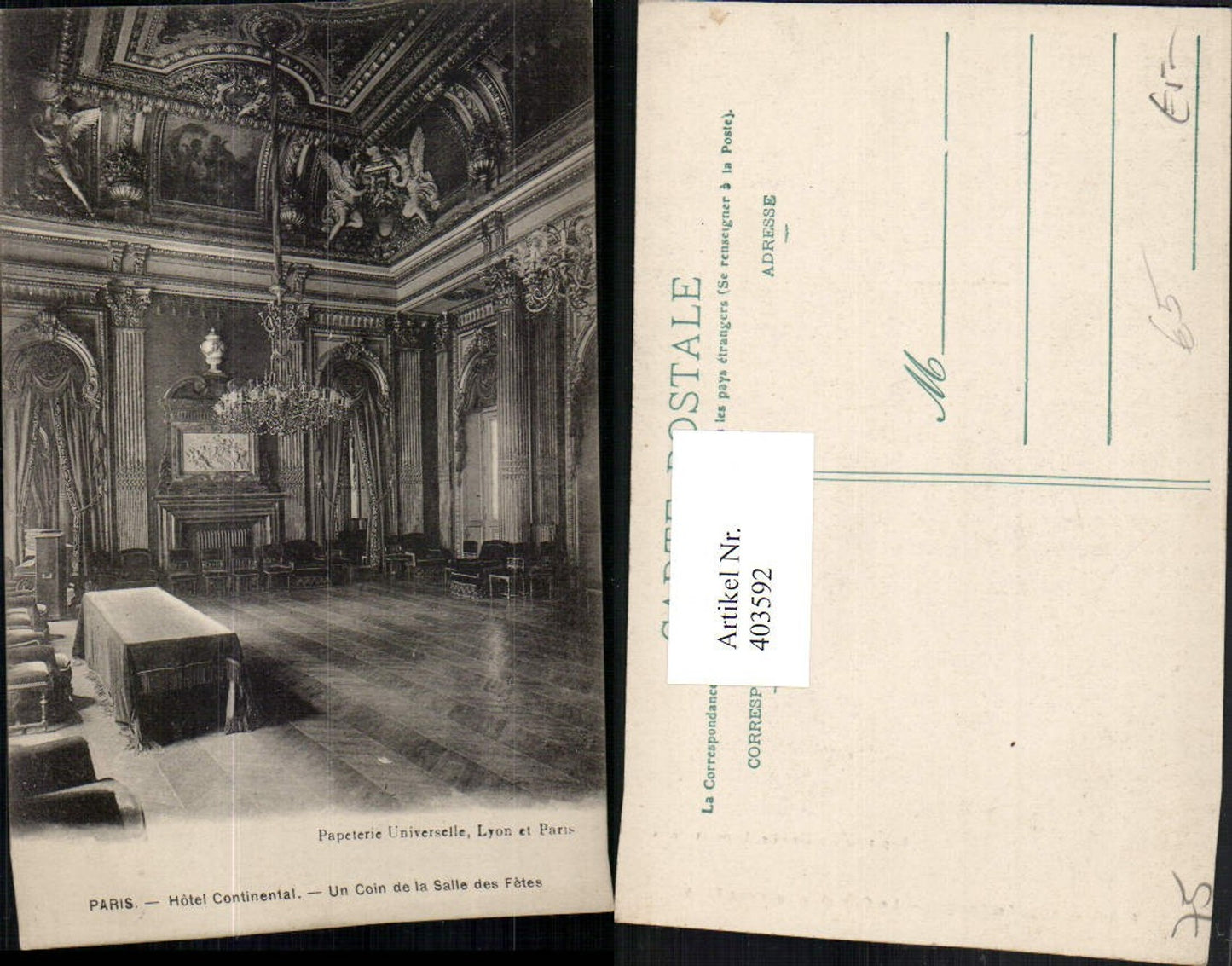 403592,Ile-de-France Paris Hotel Continental Un Coin de la Salle des Fetes Innenansicht