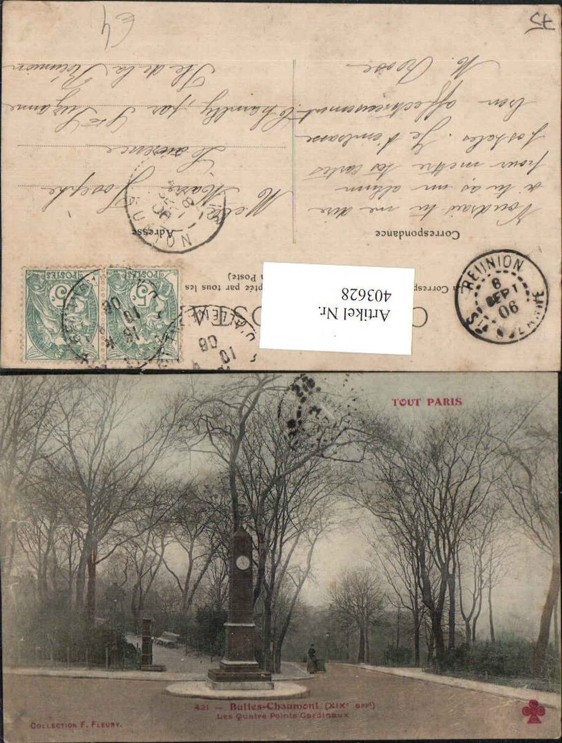 403628,Ile-de-France Paris Buttes-Chaumont Les Quatre Points Cardinaux Uhr