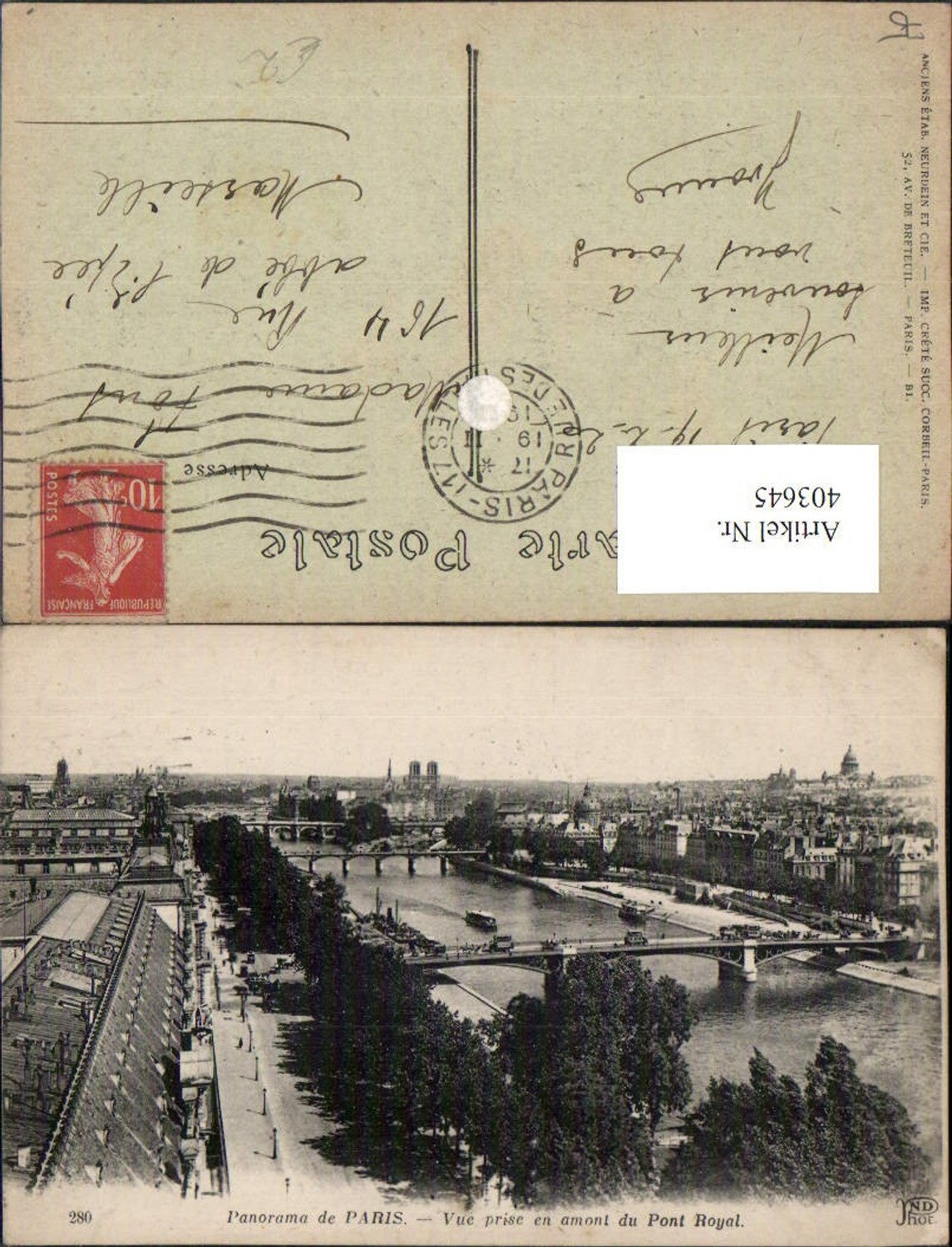 403645,Ile-de-France Paris Panorama overlooking the Pont Royal bridges