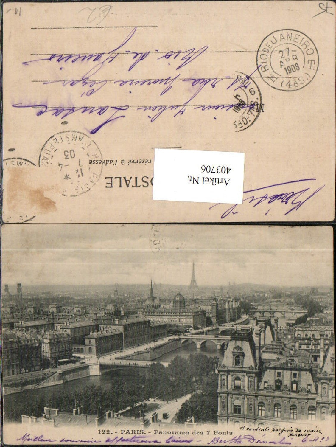 403706,Ile-de-France Paris Panorama des 7 Ponts Teilansicht Brücken
