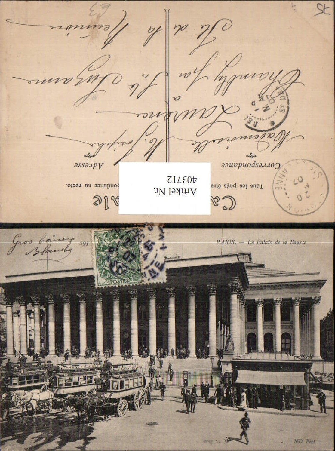 403712,Ile-de-France Paris Le Palais de la Bourse Börse Gebäude Trams