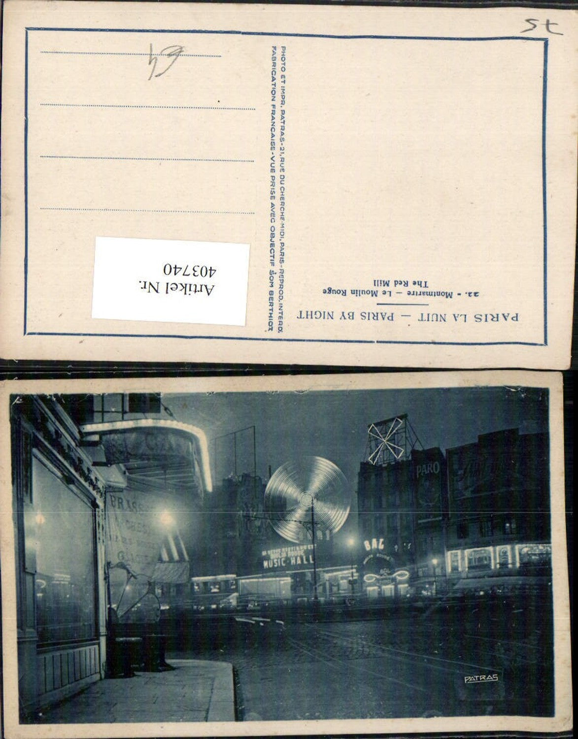 403740,Ile-de-France Paris la nuit Montmartre Le Moulin Rouge Rote Mühle Theater Variete