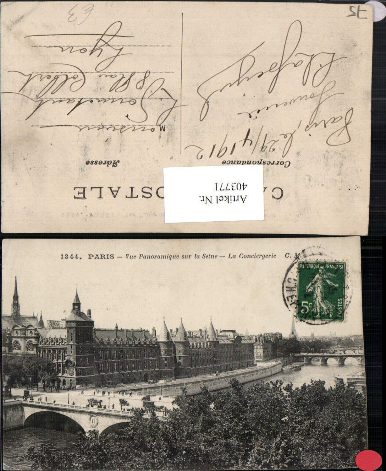 403771,Ile-de-France Paris Vue panoramique sur la Seine La Conciergerie Brücke Gebäude