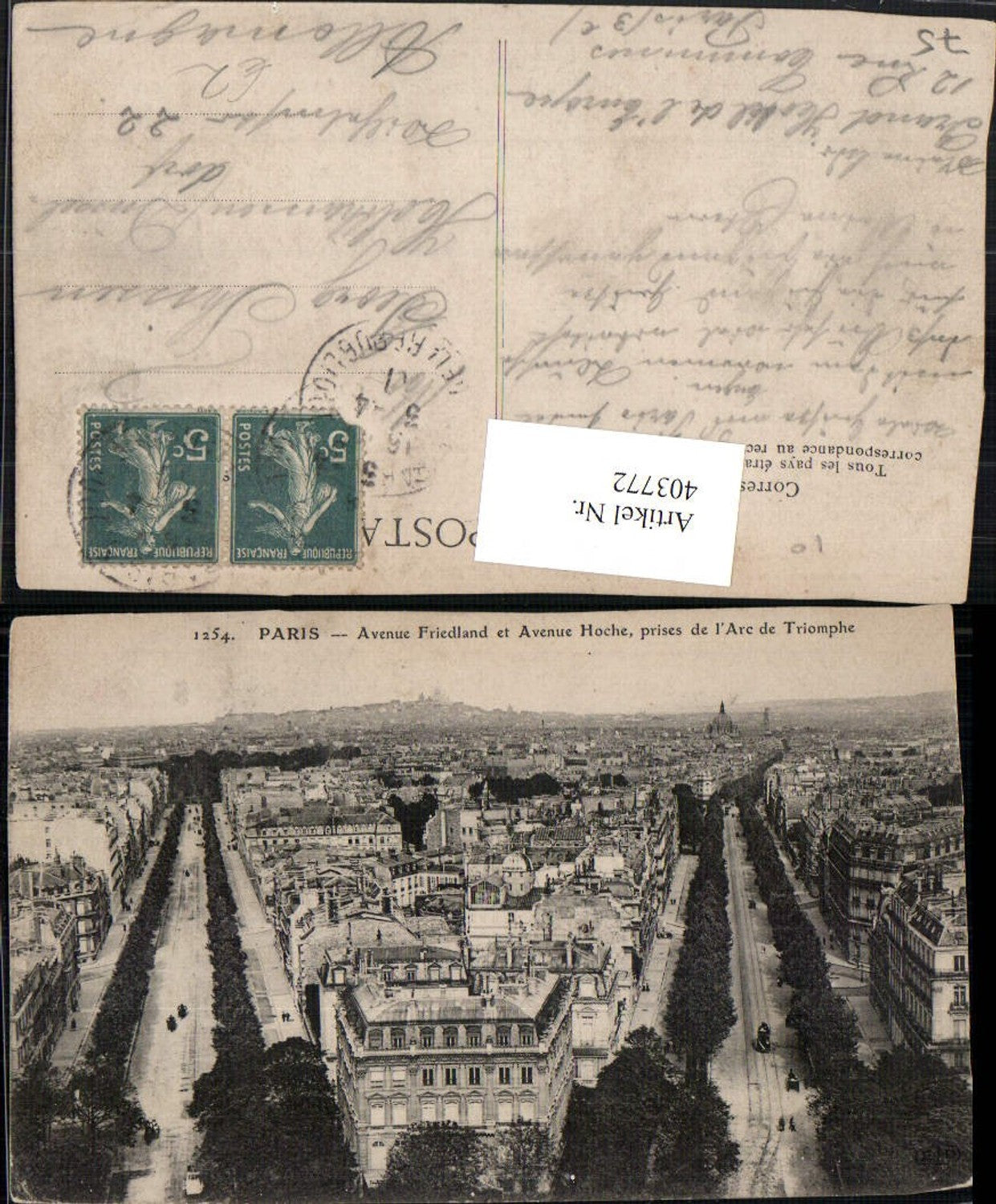 403772,Ile-de-France Paris Avenue Friedland et Avenue Hoche prises de l'Arc de Triomphe