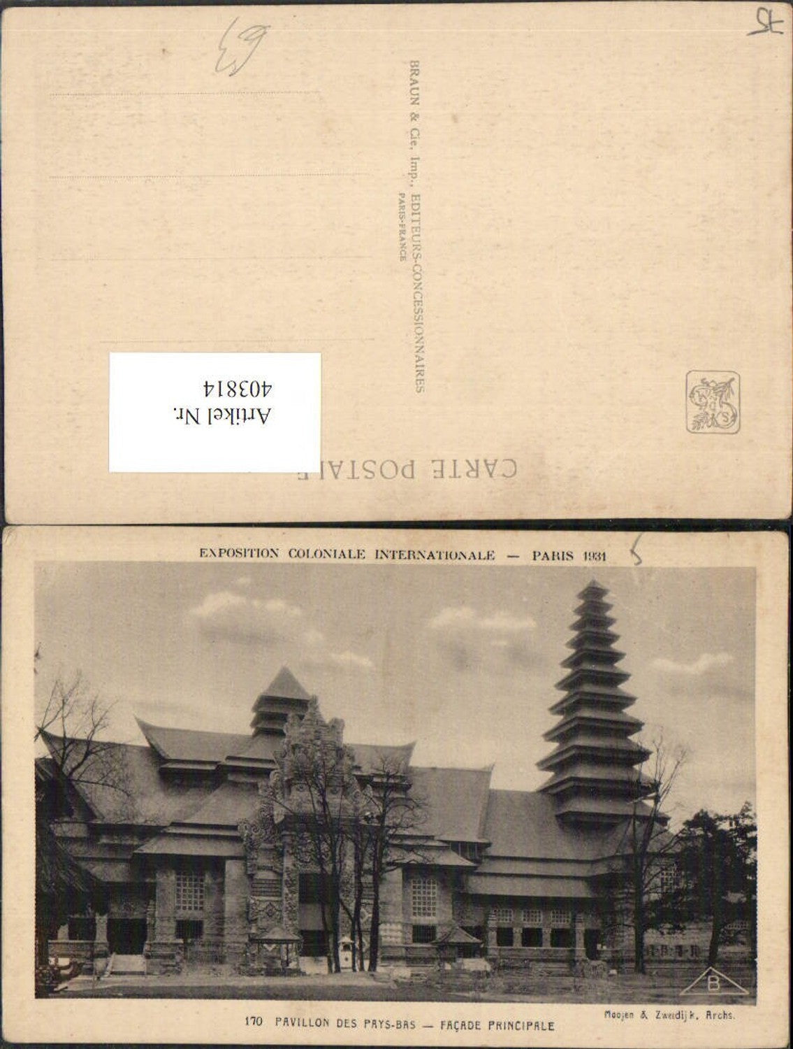 403814,Ile-de-France Paris Exposition Coloniale Internationale 1931 Pavillon des Pays-Bas