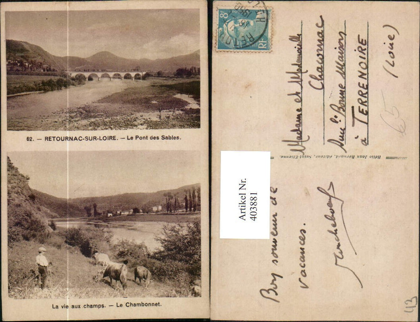 403881,Auvergne Haute-Loire Retournac-sur-Loire Pont des Sables Chambonnet Mehrbildkarte