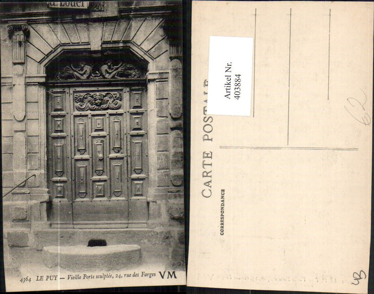 403884,Auvergne Haute-Loire Le Puy Vieille Porte sculptee Portal