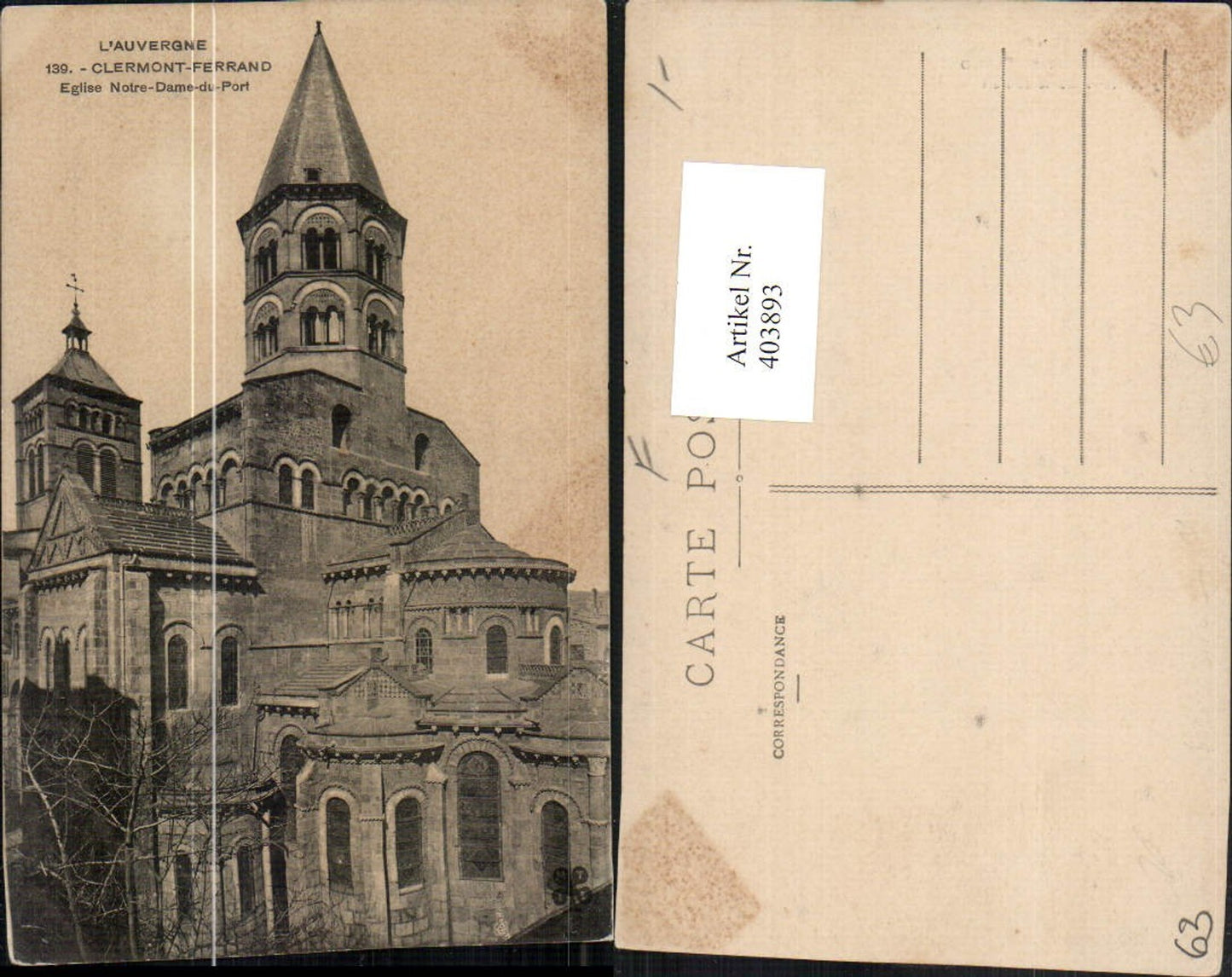 403893,Auvergne Puy-de-Dome Clermont-Ferrand Eglise Notre-Dame du Port Kirche