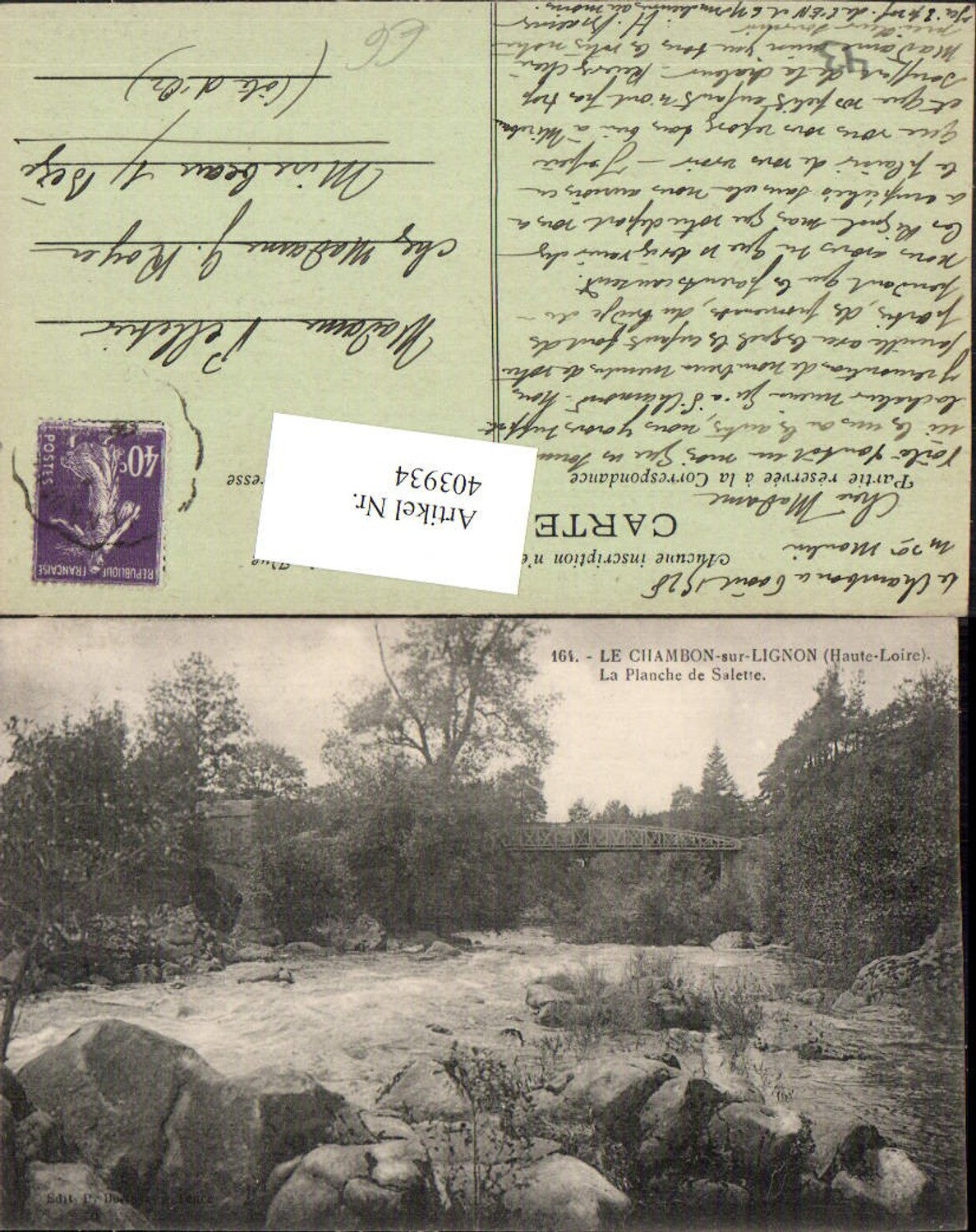 403934,Auvergne Haute-Loire Le Chambon-sur-Lignon La Planche de Salette Brücke