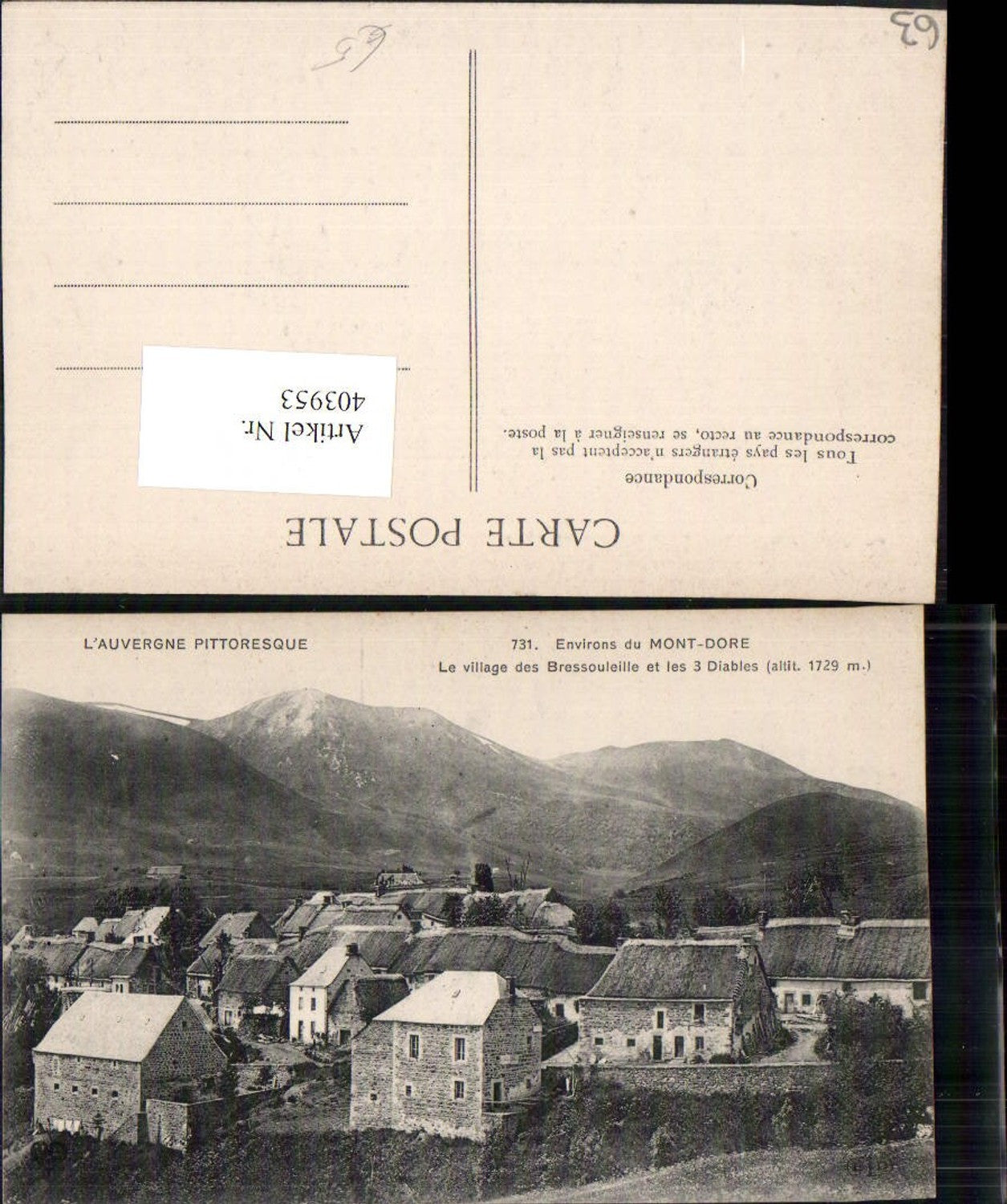 403953,Auvergne Puy-de-Dome Mont-Dore Le village des Bressouleille et les Diables Bergkulisse