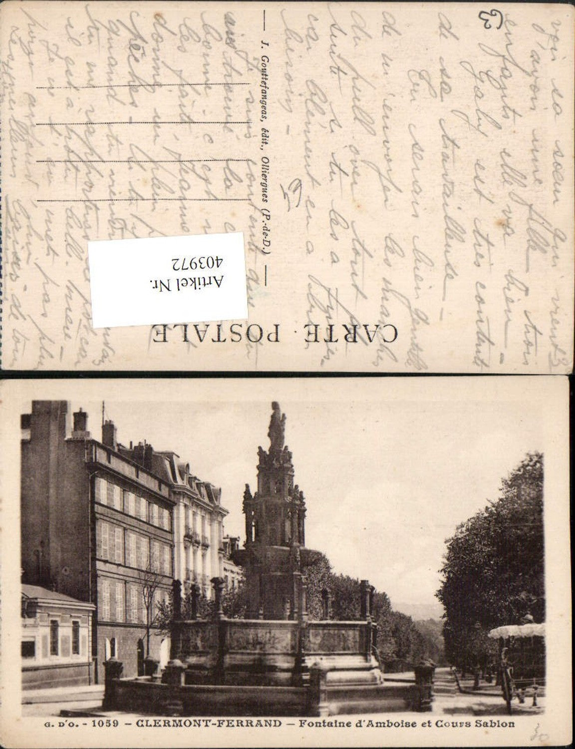 403972,Auvergne Puy-de-Dome Clermont-Ferrand Fontaine d'Amboise et Cours Sablon fountain