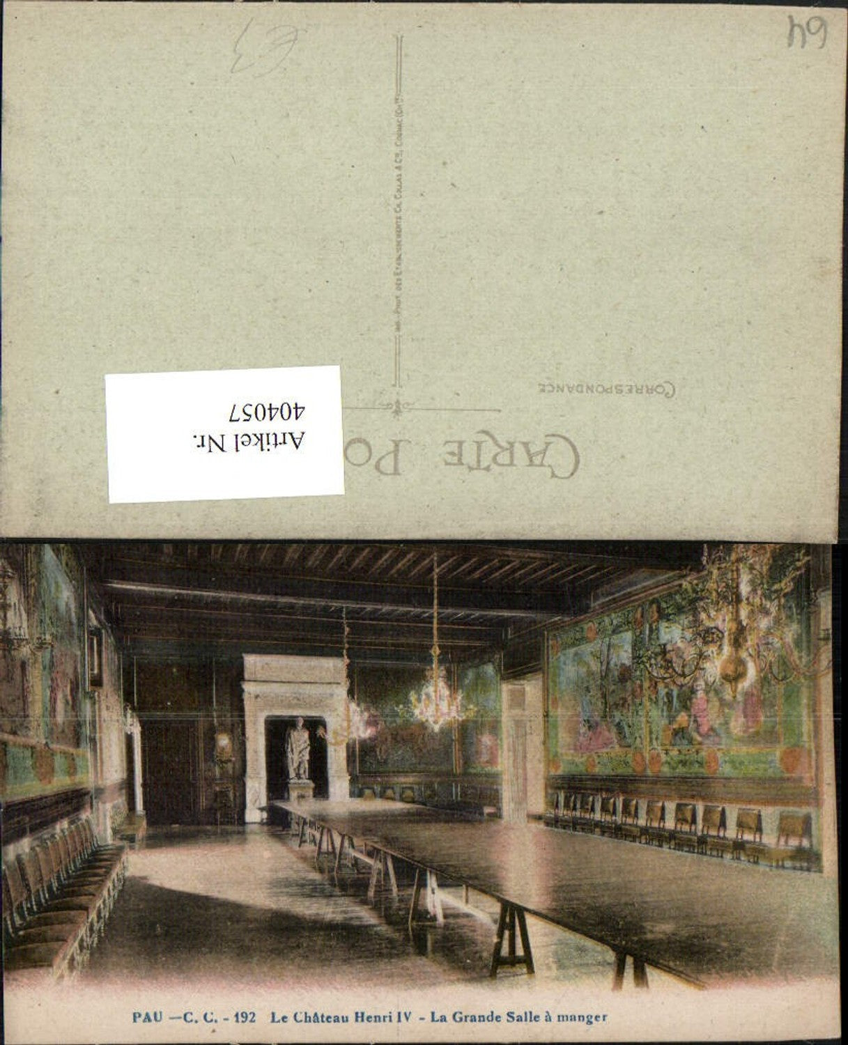 404057,Aquitanien Pyrenees-Atlantiques Pau Le Chateau Henri IV Grande Salle a manger Saal