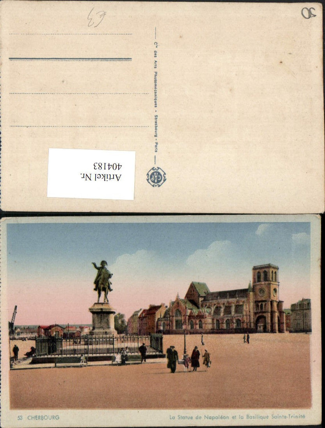 404183,Basse-Normandie Manche Cherbourg Statue de Napoleon et Basilique Sainte-Trinite
