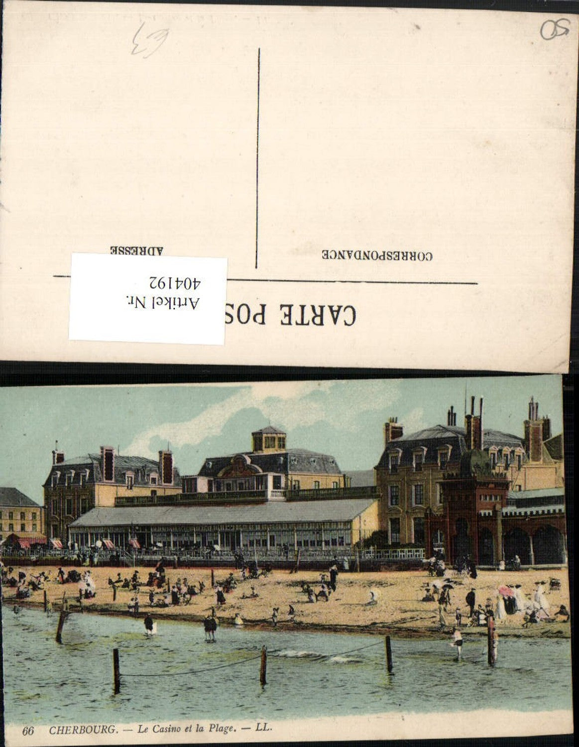 404192,Basse-Normandie Manche Cherbourg Le Casino et la Plage Strand