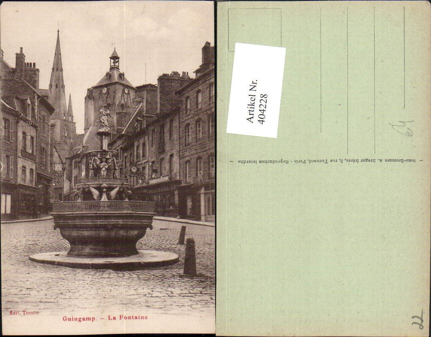 404228,Bretagne Cote-Amor Guingamp La Fontaine Brunnen