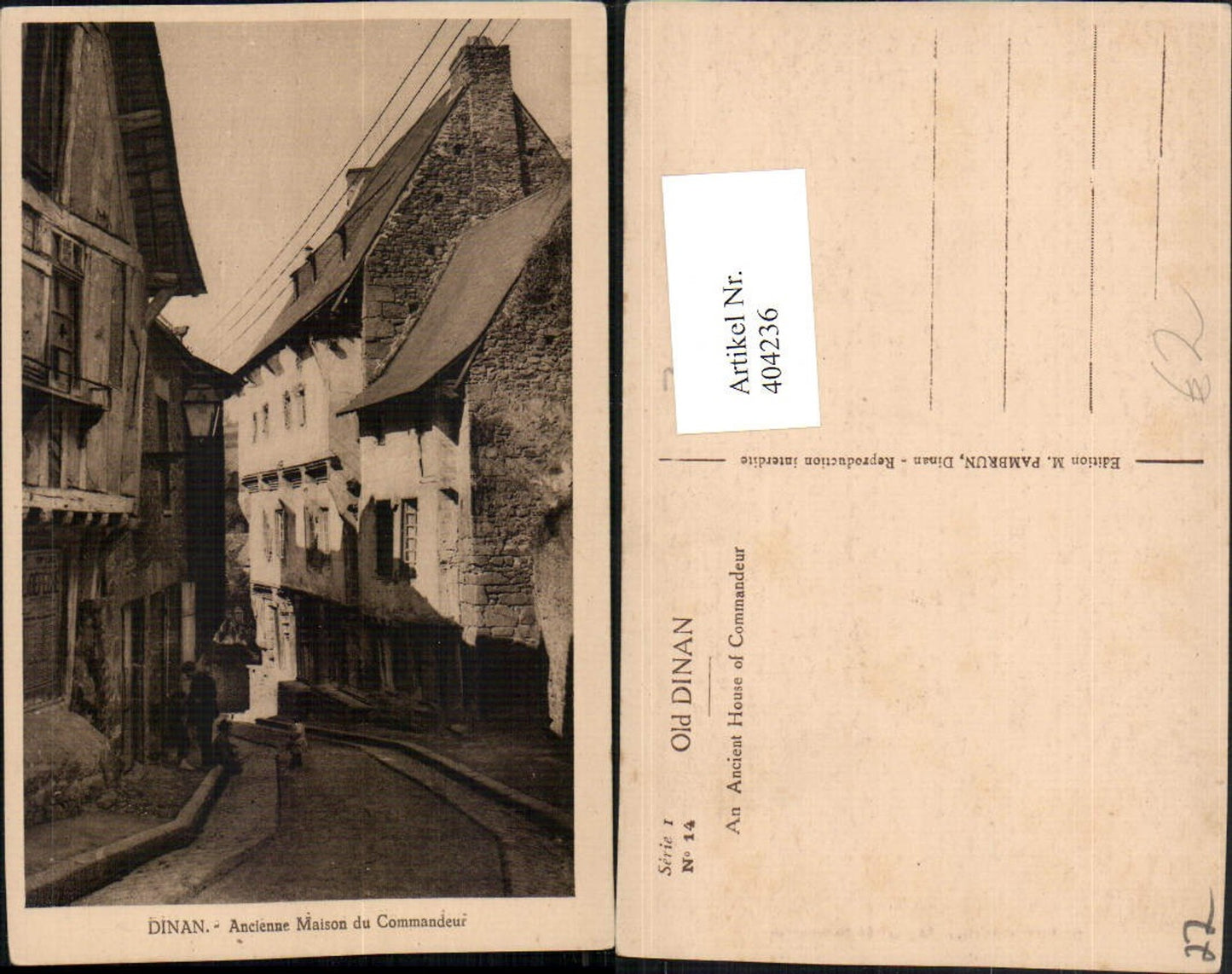 404236,Bretagne Cote-Amor Dinan An Ancient House of Commandeur Gasse