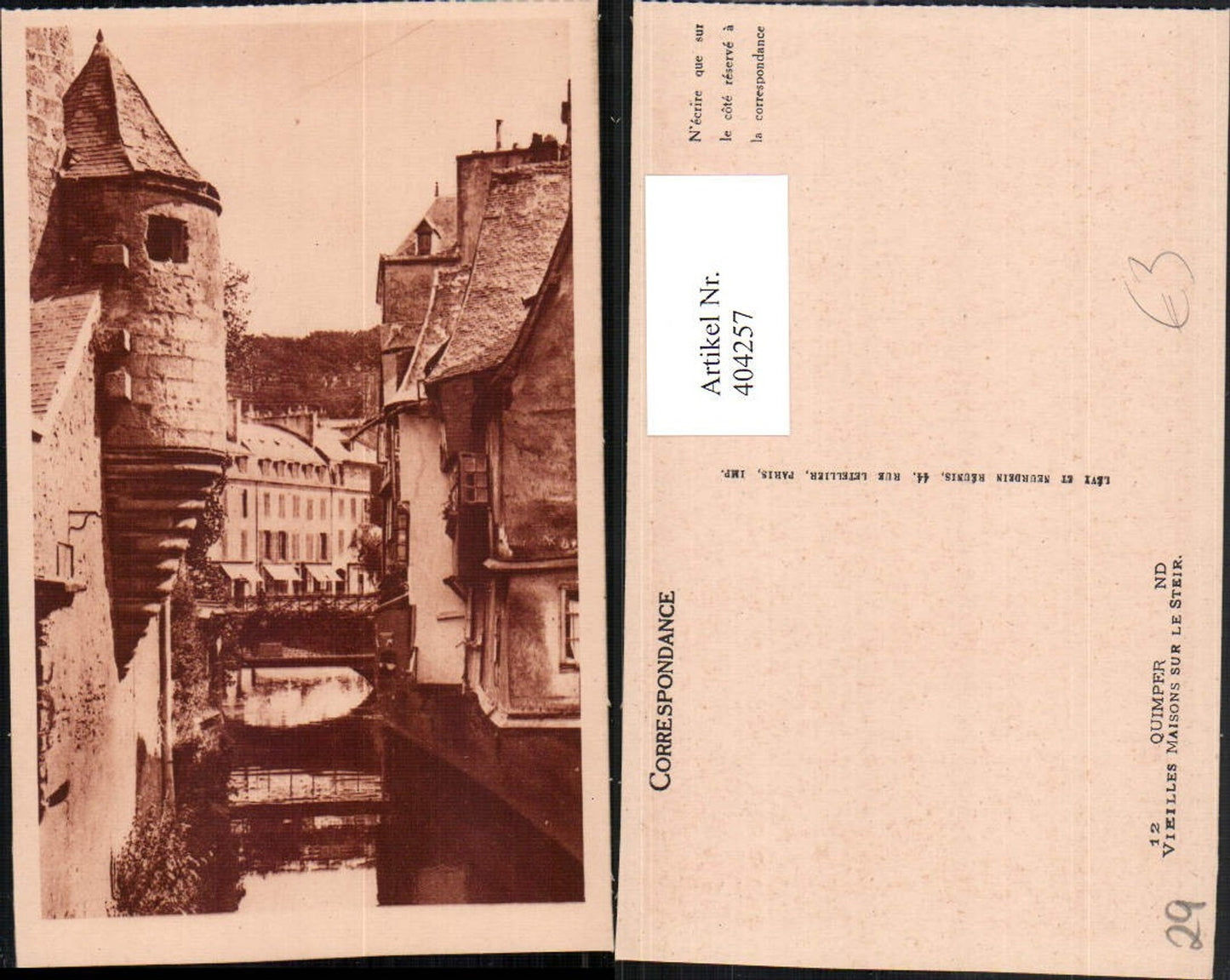 404257,Bretagne Finistere Quimper Vieilles Maisons sur le Steir Kanal