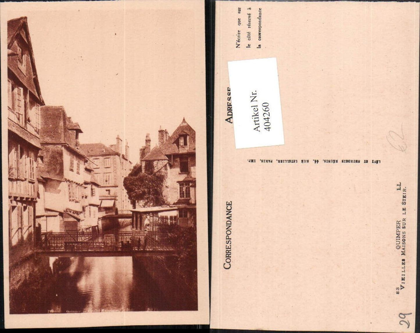 404260,Bretagne Finistere Quimper Vieilles Maisons sur le Steir Kanal Brücke