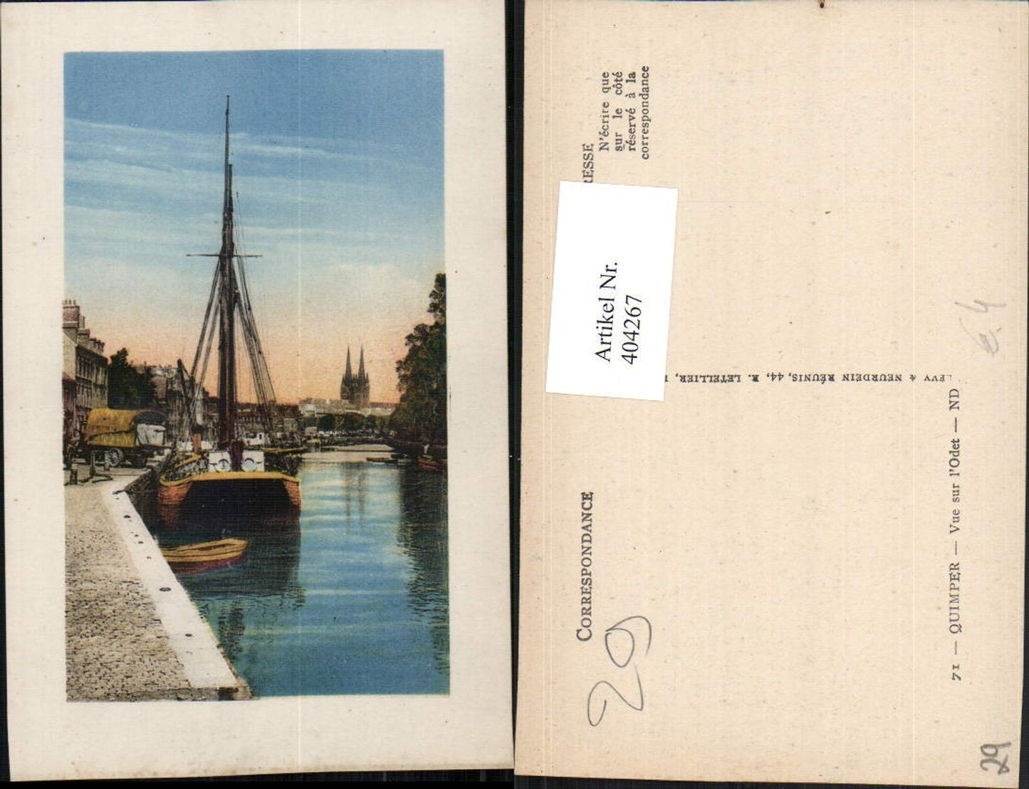 404267,Bretagne Finistere Quimper Vue sur l'Odet Fluss Segelschiff