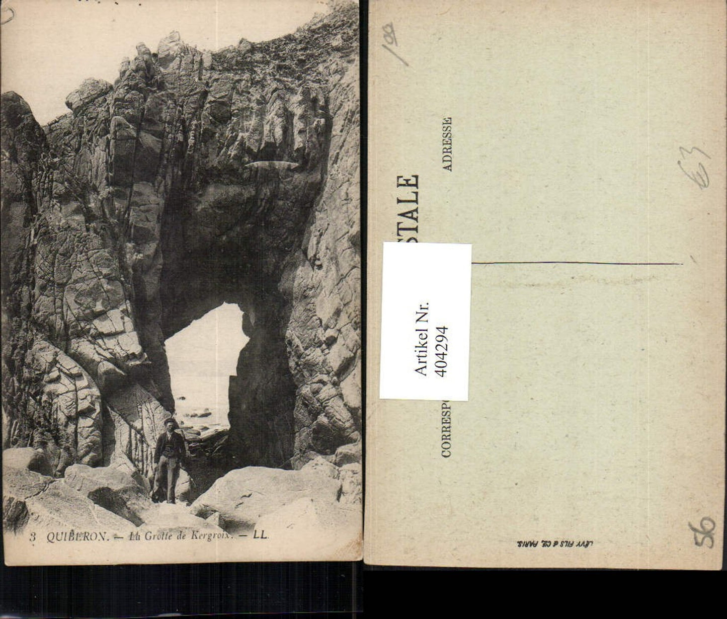 404294,Bretagne Morbihan Quiberon La Grotte de Kergroix Felsbrücke