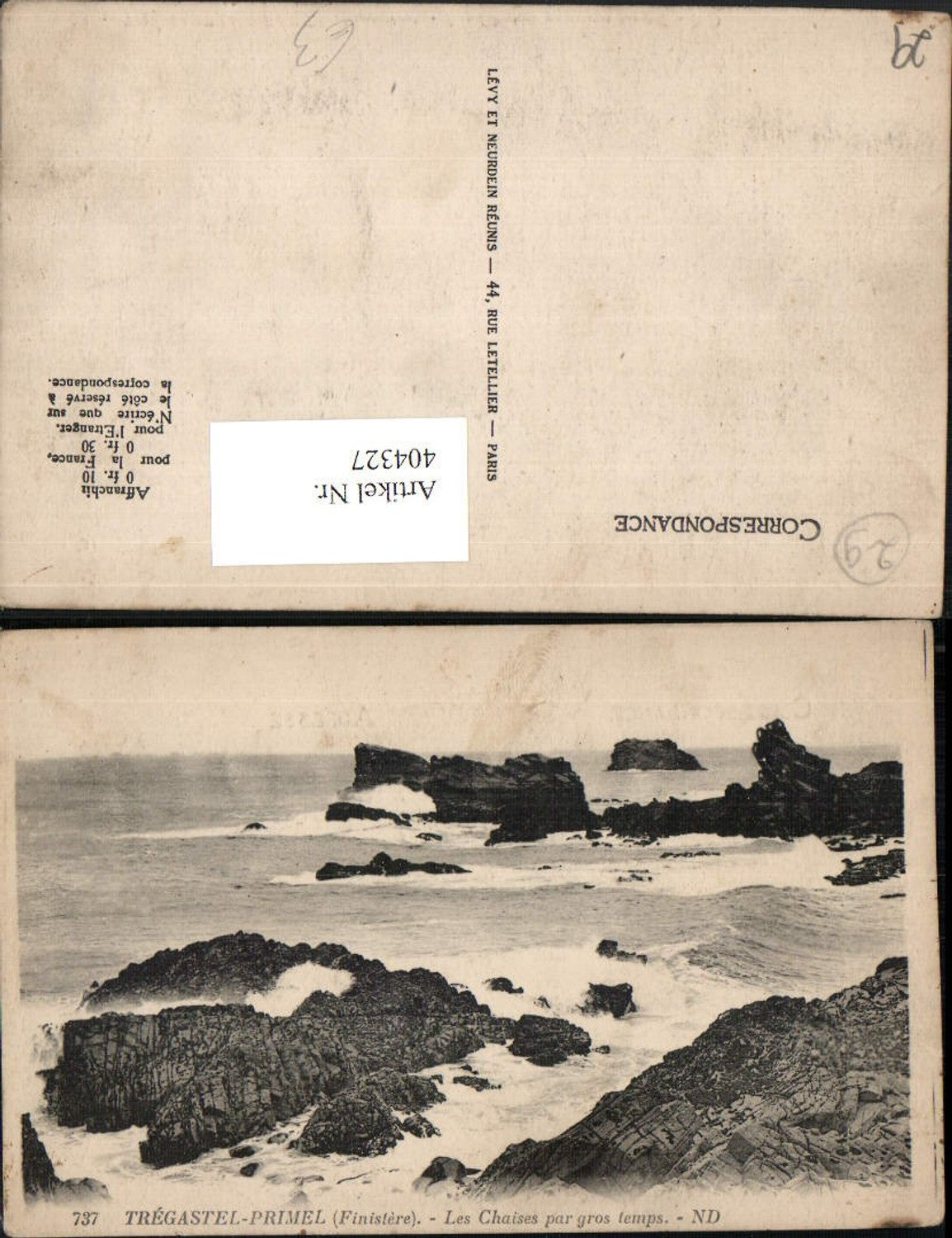 404327,Bretagne Finistere Tregastel-Primel Les Chaises par gros temps Küste
