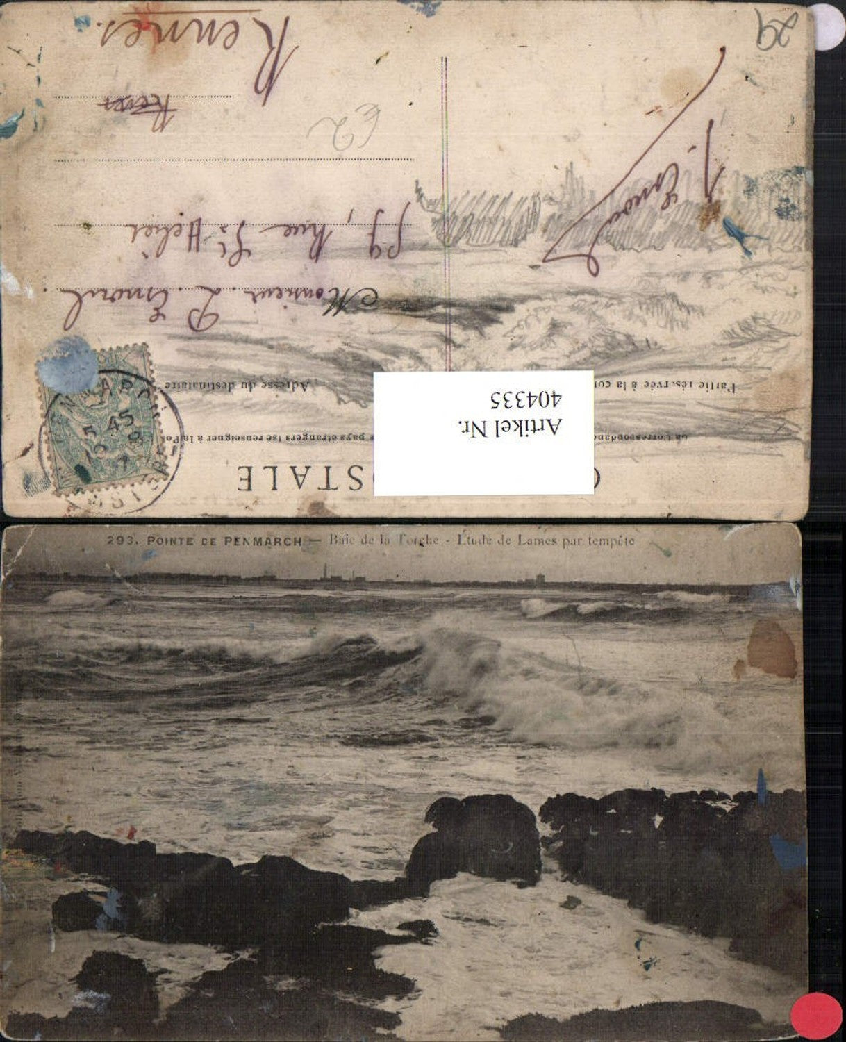 404335,Bretagne Finistere Penmarch Baie de la Torche Etude de Lames par tempete Küste Welle