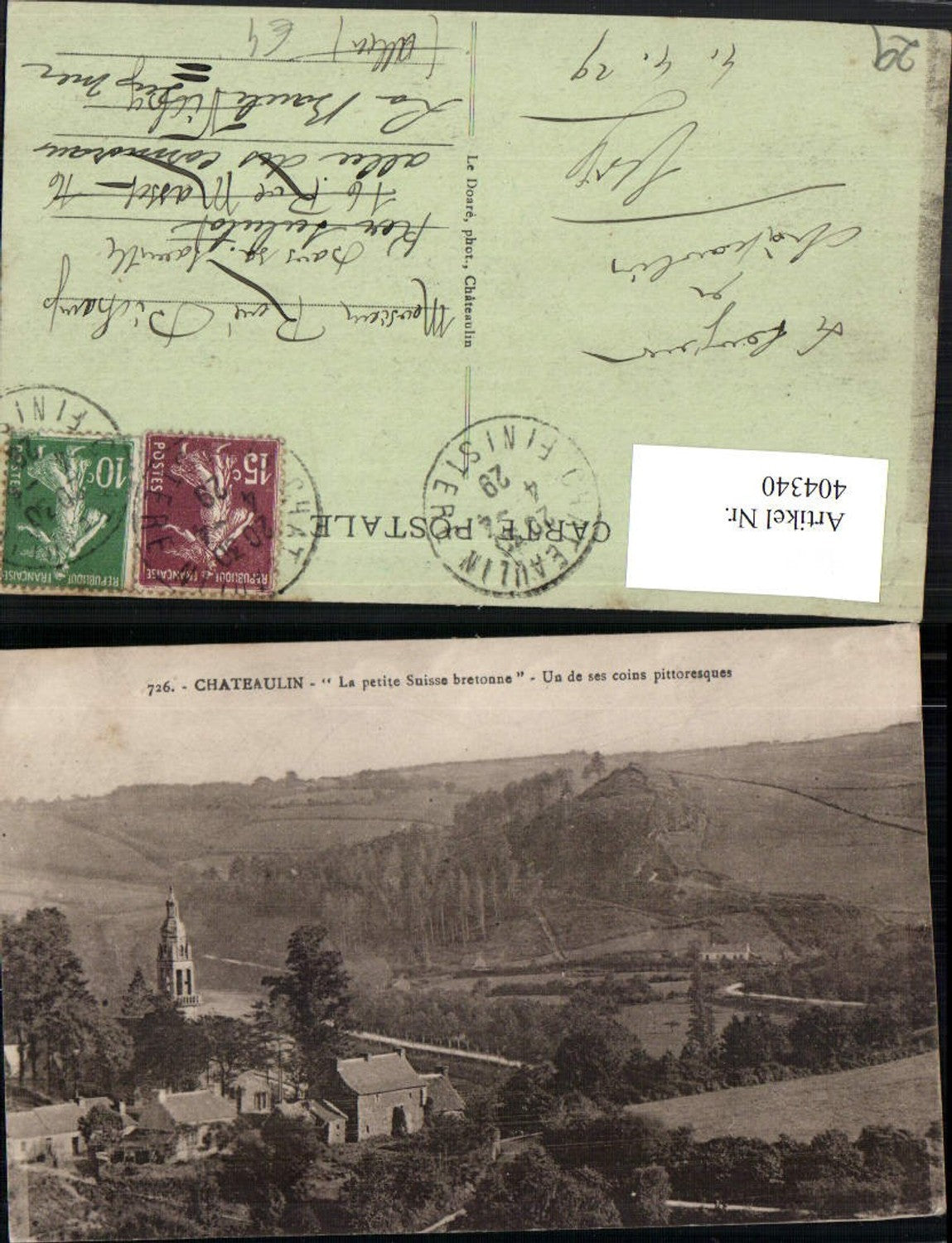 404340,Bretagne Finistere Chateaulin Teilansicht Kirche