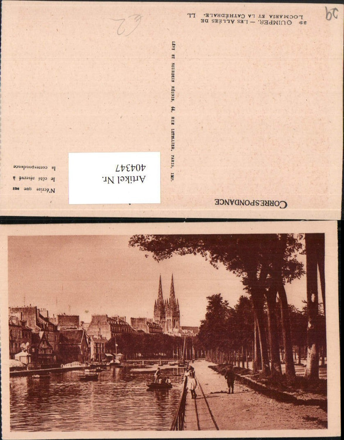 404347,Bretagne Finistere Quimper Les Allees de Locmaria et la Cathedrale Kirche
