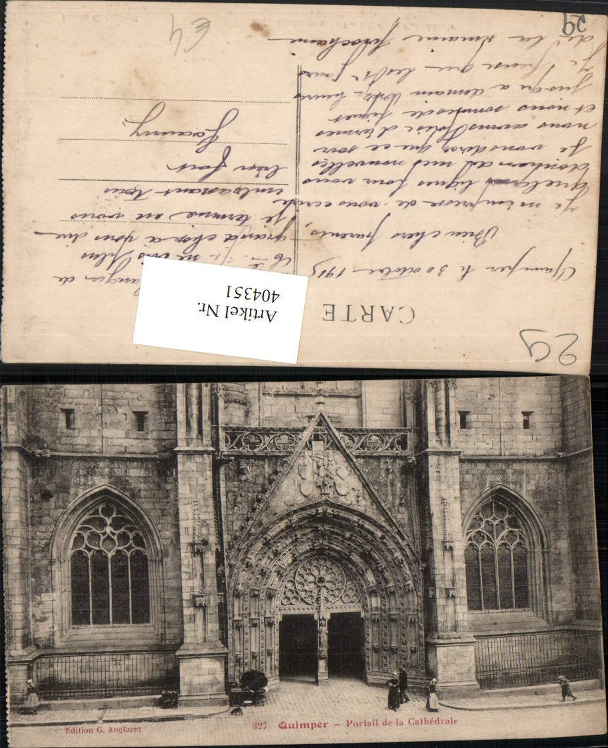 404351,Bretagne Finistere Quimper Portail de la Cathedrale Kirche Portal