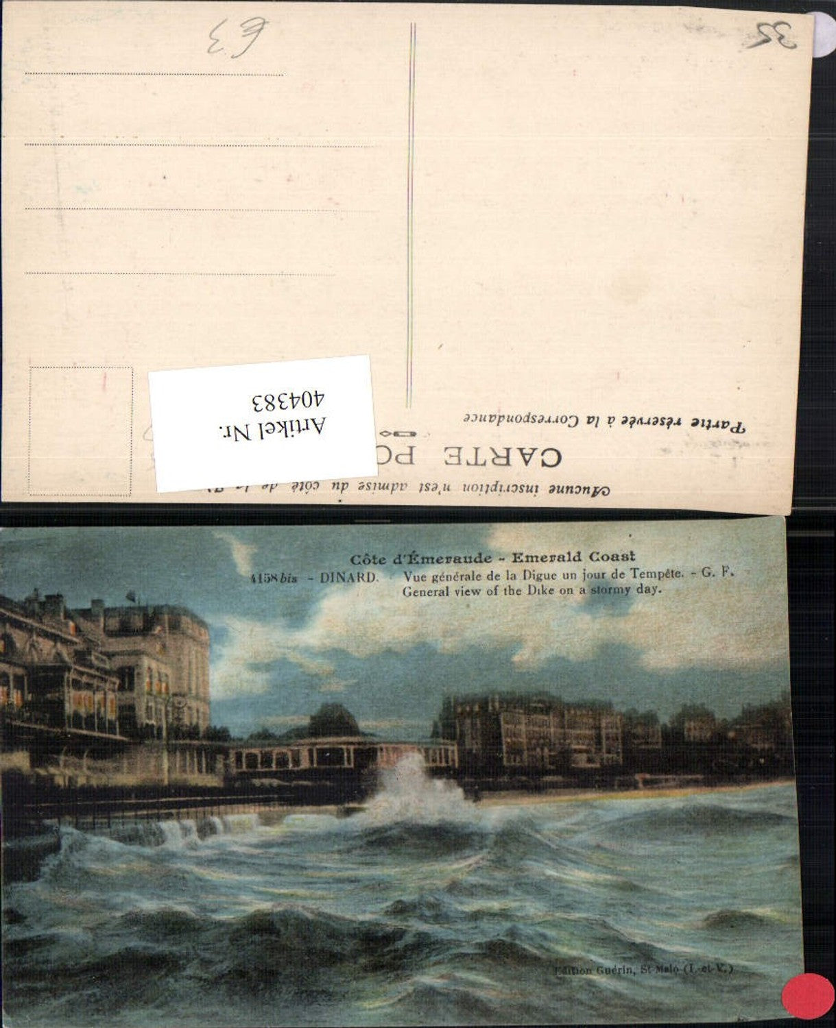 404383,Bretagne Ille-et-Vilaine Dinard Vue generale de la Digue un jour de Tempete Wellen