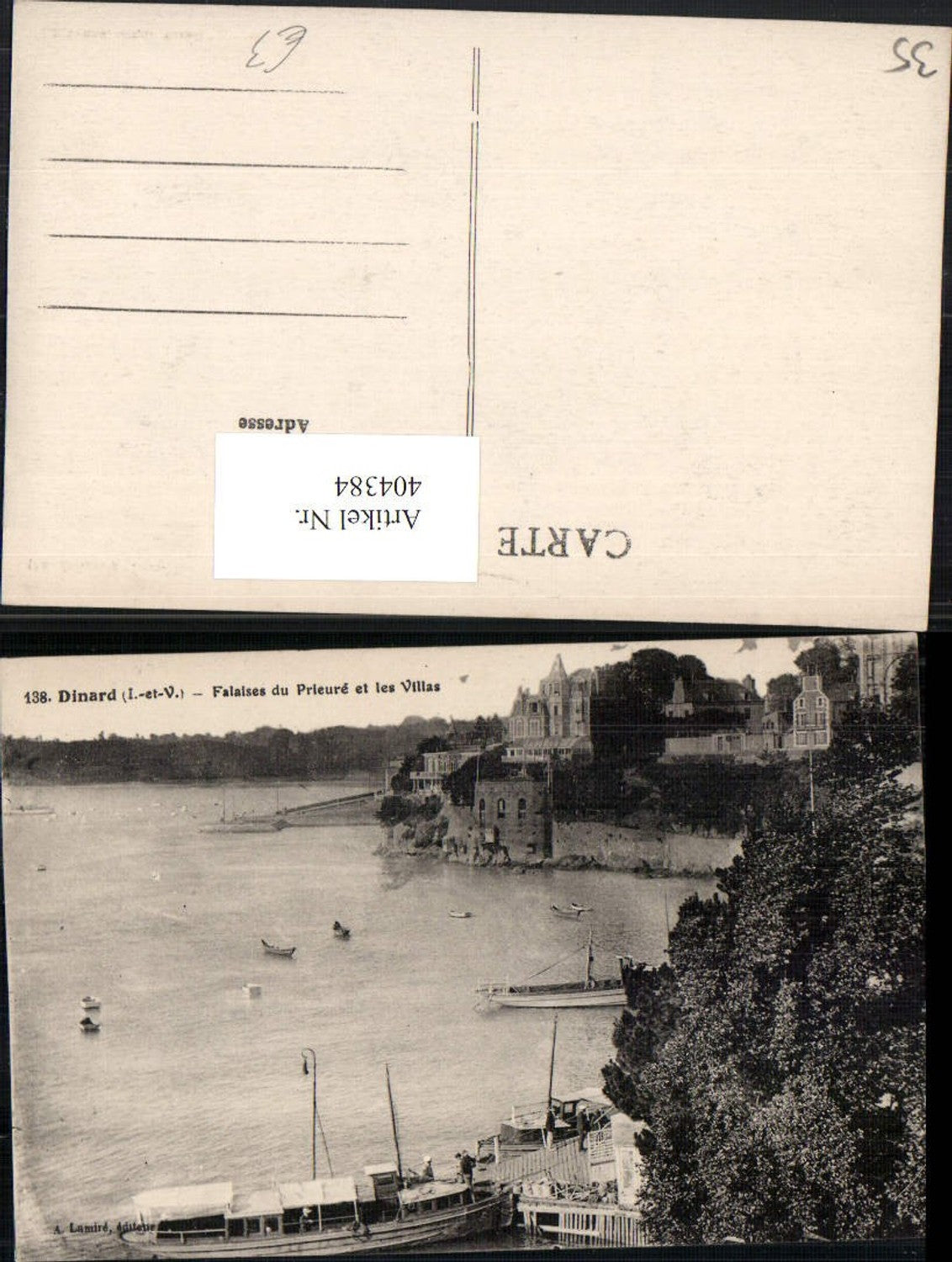 404384,Bretagne Ille-et-Vilaine Dinard Falaises du Prieure et les Villas Küste Boot