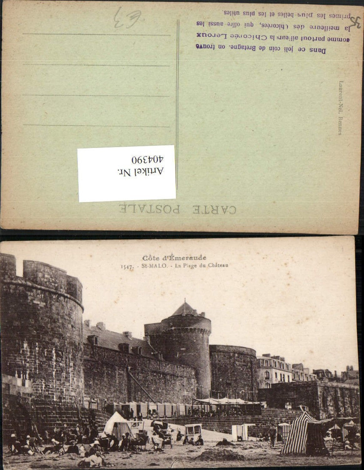 404390,Bretagne Ille-et-Vilaine St-Malo La Plage du Chateau Strand Schloss