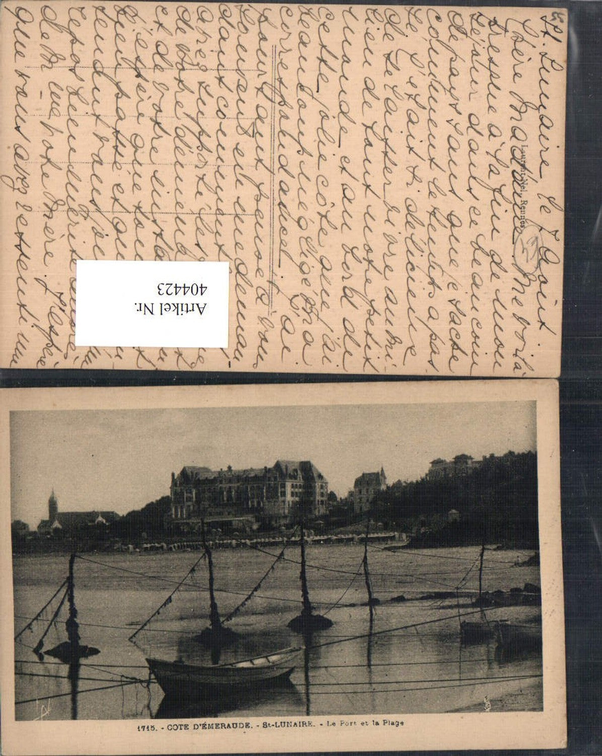 404423,Bretagne Ille-et-Vilaine St-Lunaire Le Port et la Plage Strand Boot