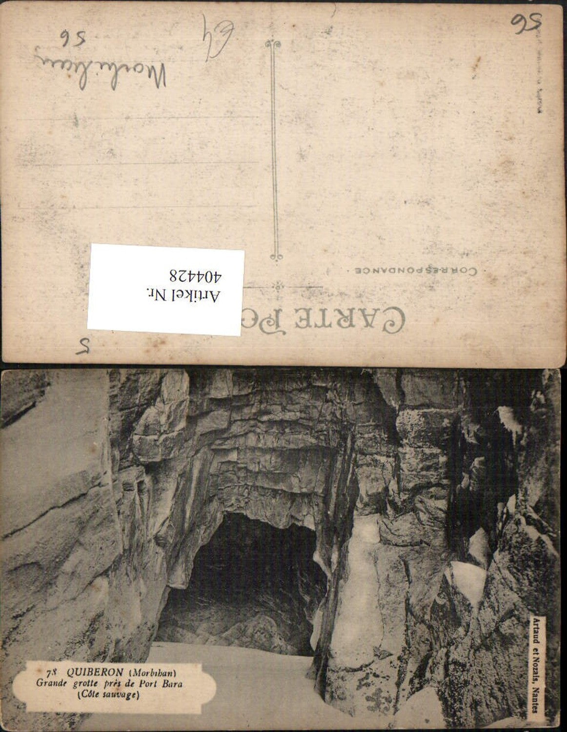 404428,Bretagne Morbihan Quiberon Grande Grotte pres de Port Bara Höhle