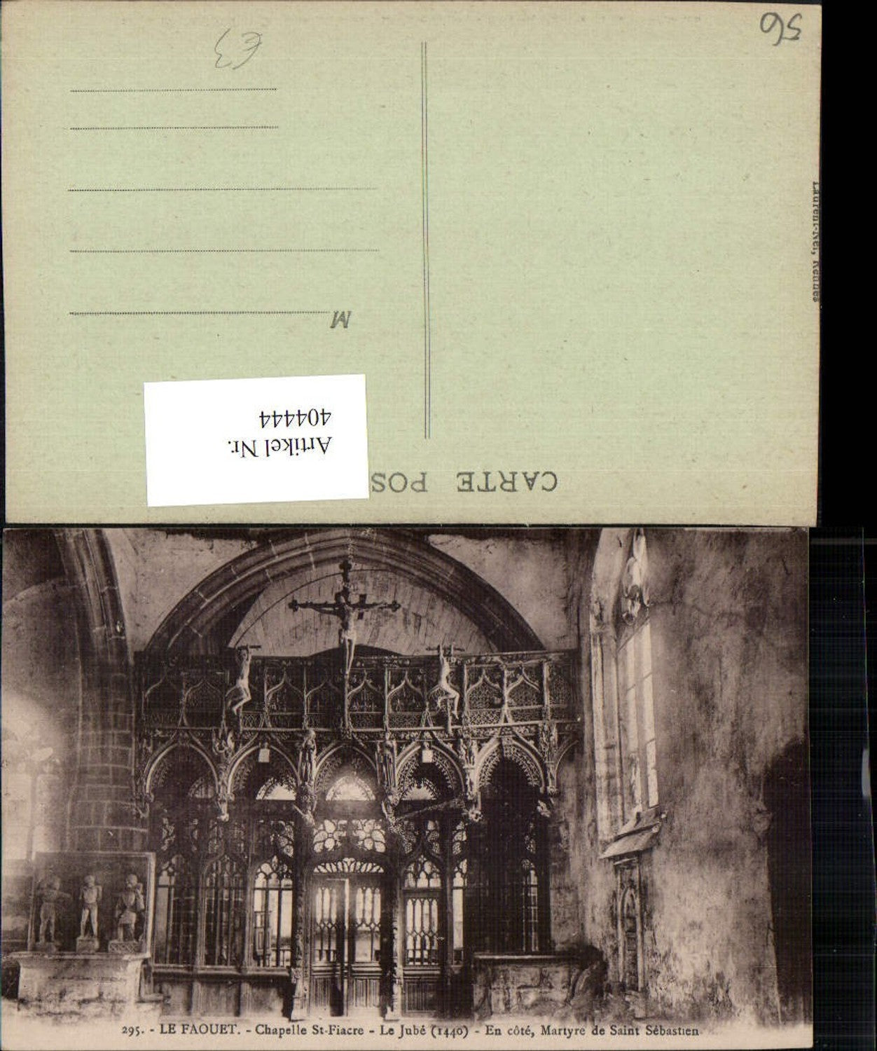 404444,Bretagne Morbihan La Faouet Chapelle St-Fiacre Le Jube Kapelle Kruzifix Lettner