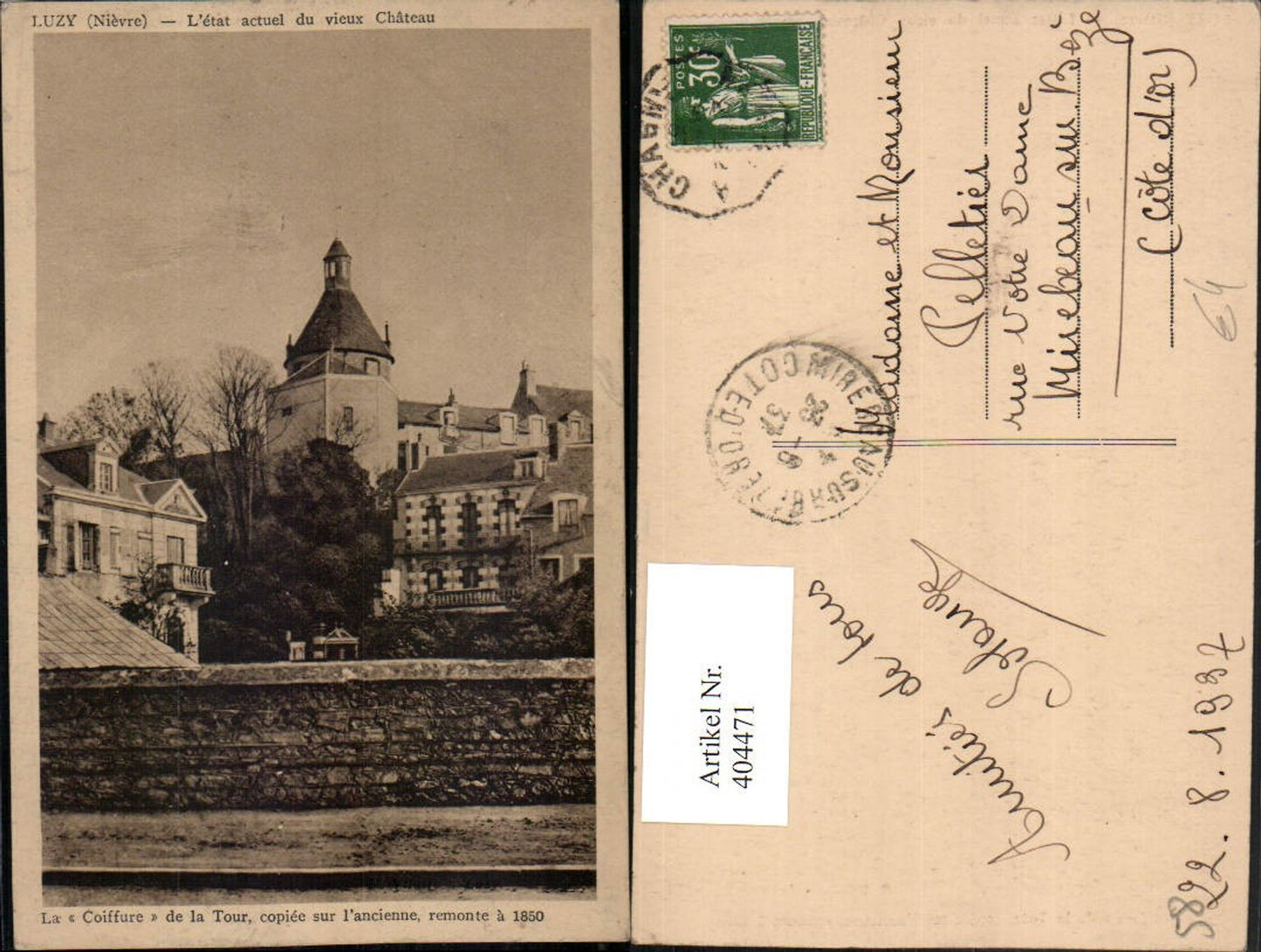 404471,Burgund Nievre Luzy L'etat actuel du vieux Chateau La Coiffure de la Tour Schloss