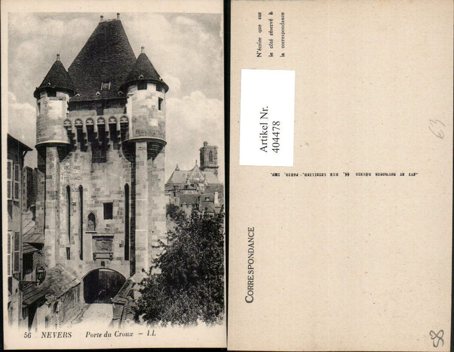 404478,Burgund Nievre Nevers Porte du Croux Tor Turm