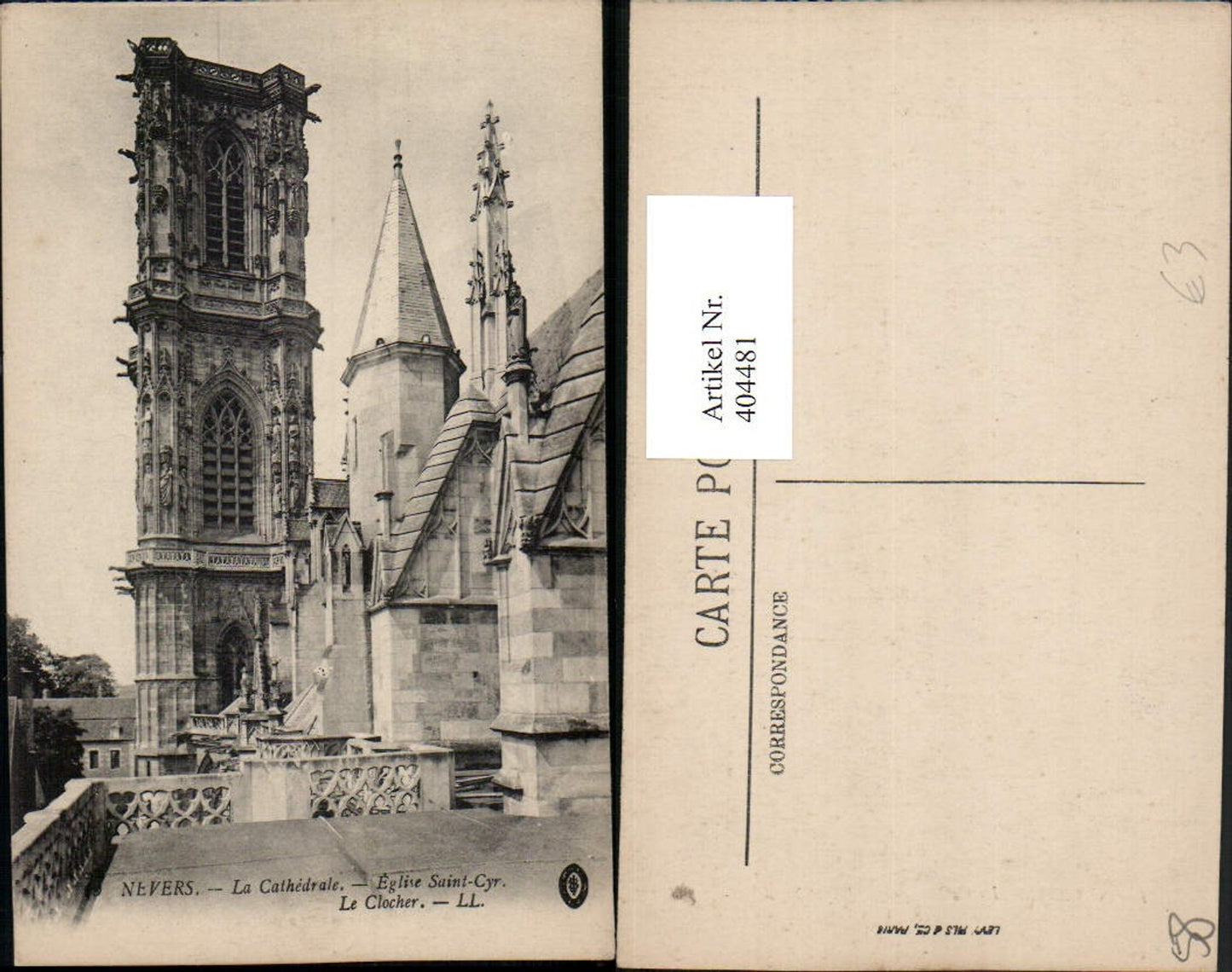 404481, Burgundy Nievre Nevers La Cathedrale Eglise Saint-Cyr Le Clocher Church Bell Tower