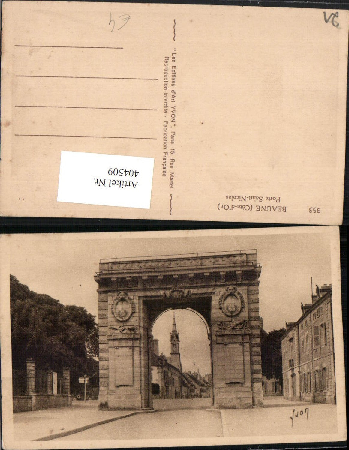 404509,Burgund Cote-Or Beaune Porte Saint-Nicolas Torbogen Straßenansicht