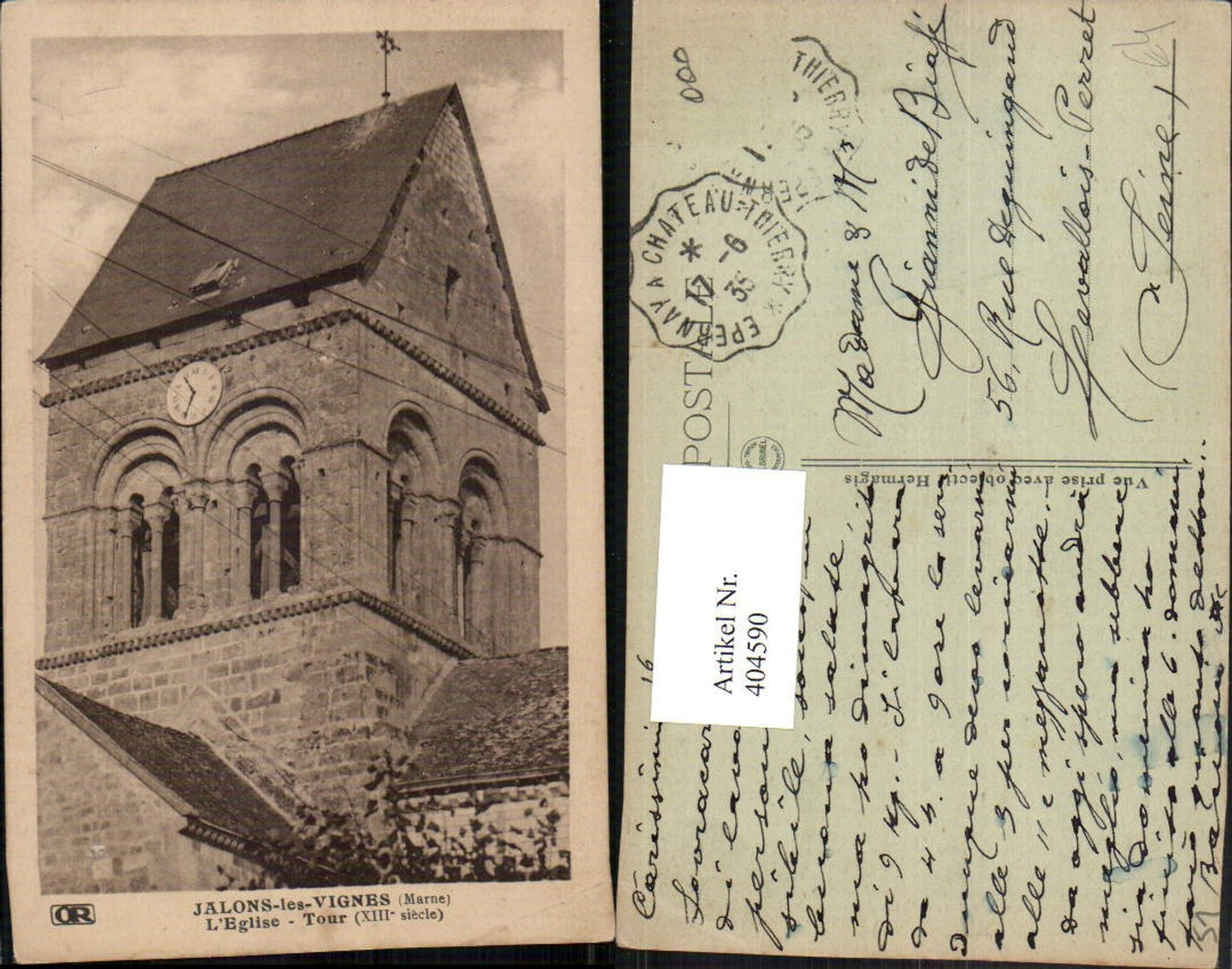 404590,Champagne-Ardenne Marne Jalons-les-Vignes L'Eglise Tour Kirche Turm