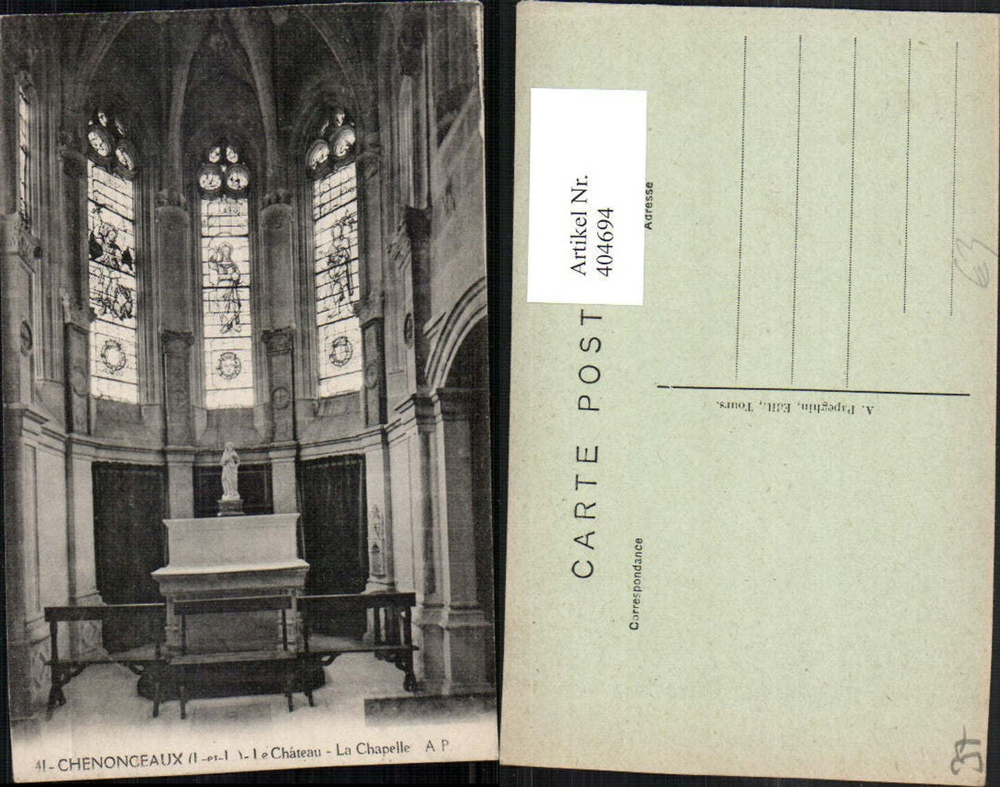 404694,Centre Indre-et-Loire Chenonceaux Le Chateau Chapelle Schlosskapelle