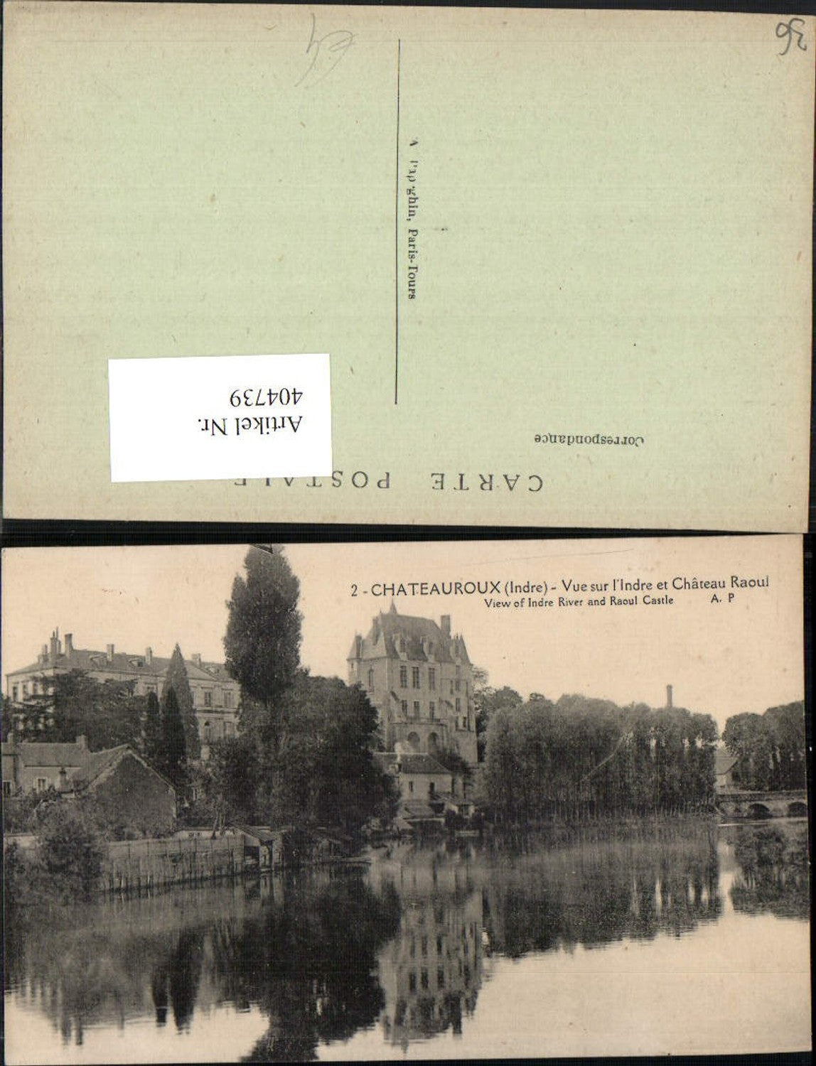 404739,Centre Indre Chateauroux Vue sur l'Indre et Chateau Raoul Schloss