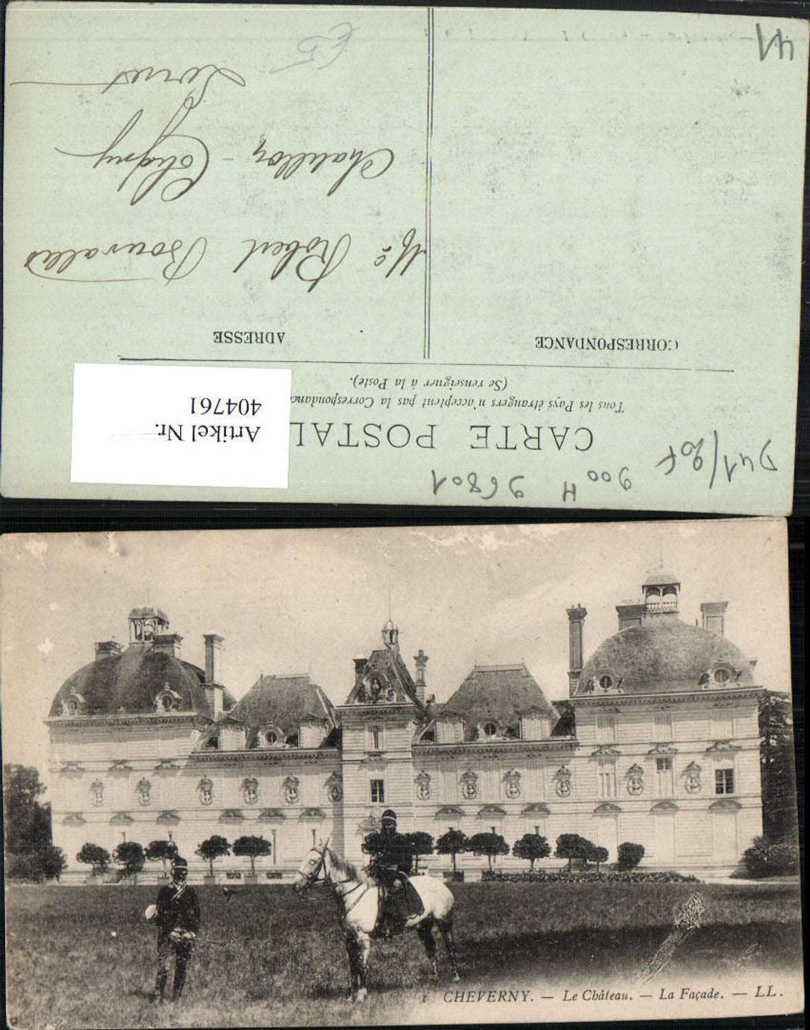 404761,Centre Loire-et-Cher Cheverny Le Chateau Schloss Pferd