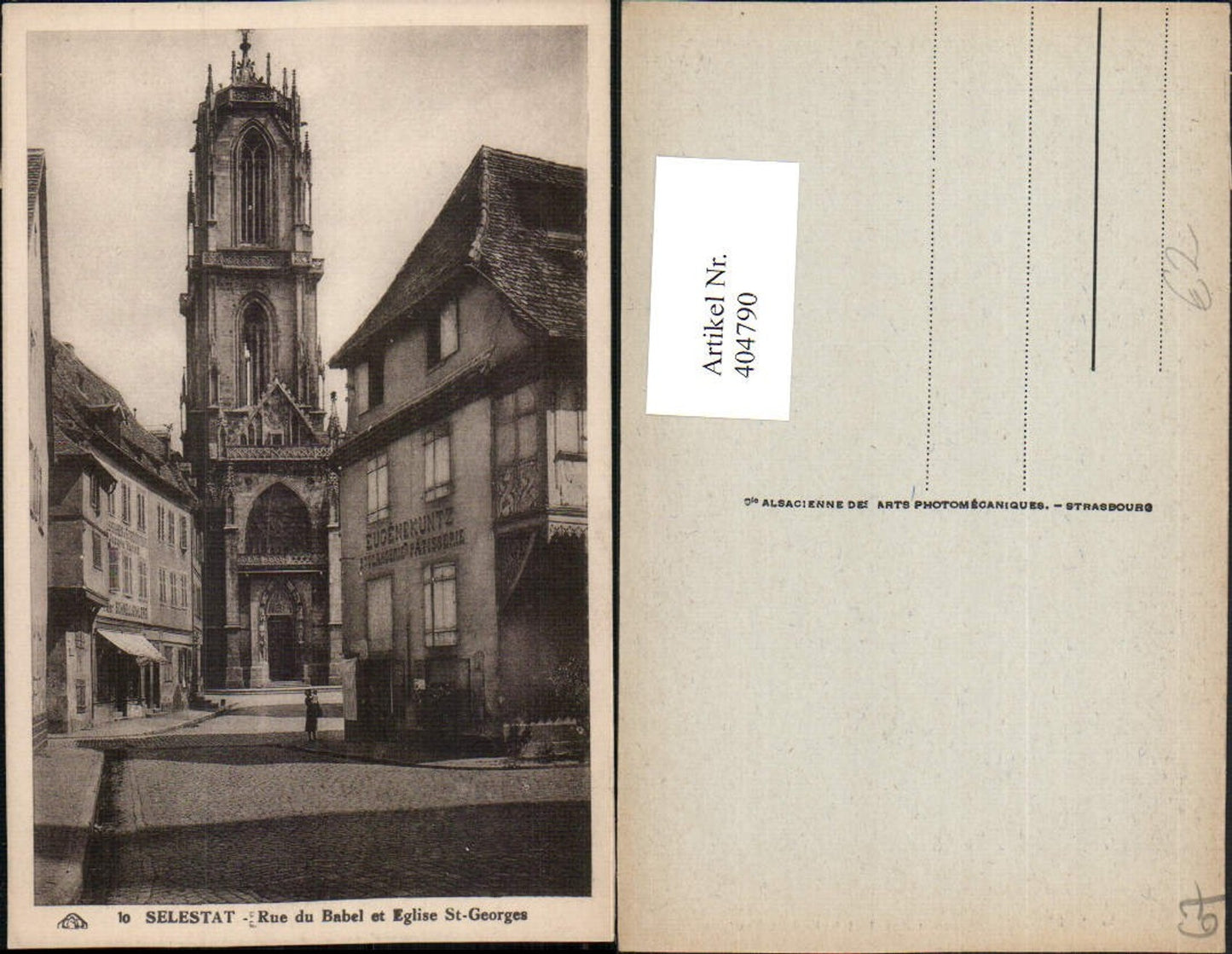 404790,Elsass Bas-Rhin Selestat Schlestadt Rue du Babel et Eglise St-Georges Kirche