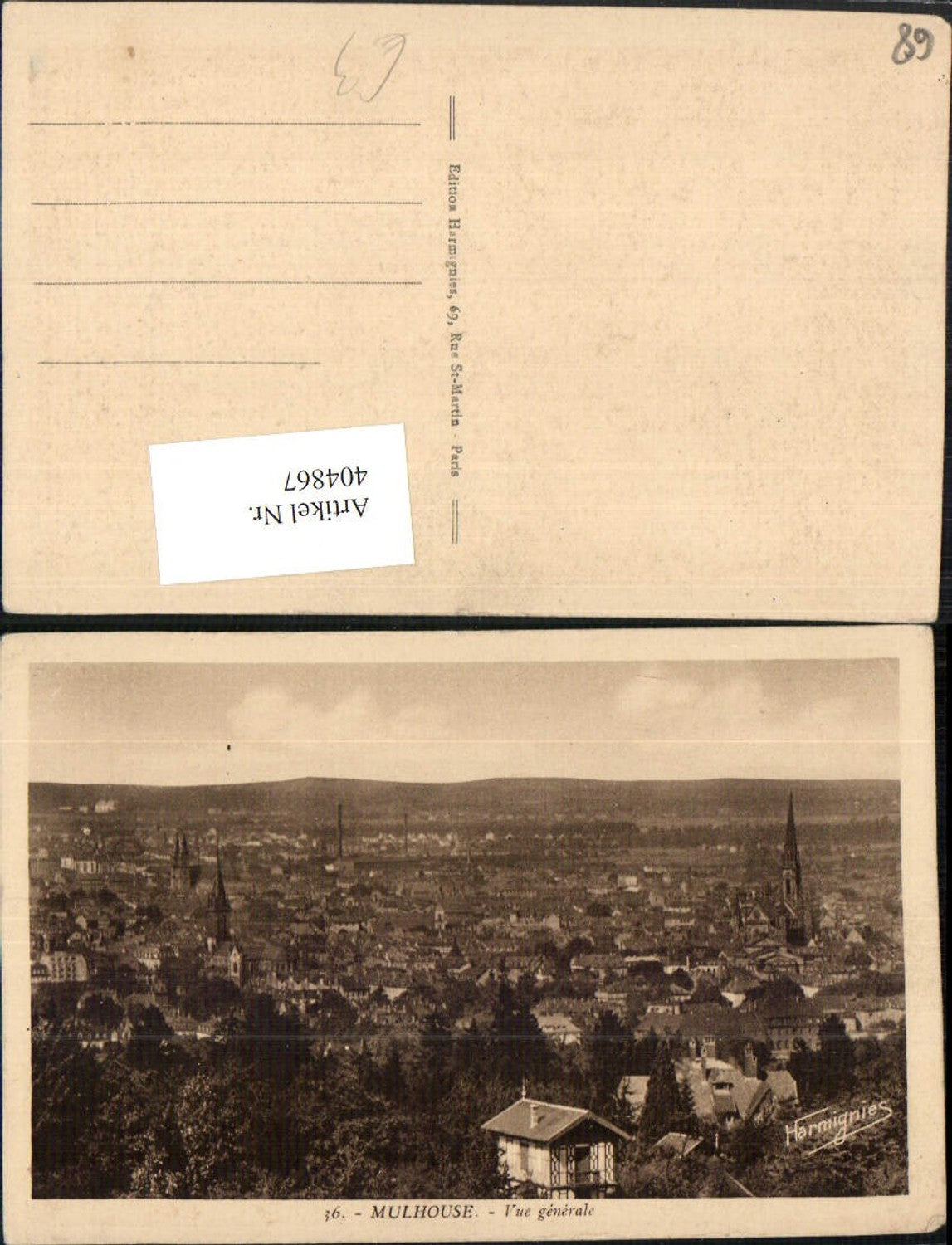 404867,Elsass Haut-Rhin Mulhouse Mülhausen Vue generale Totale