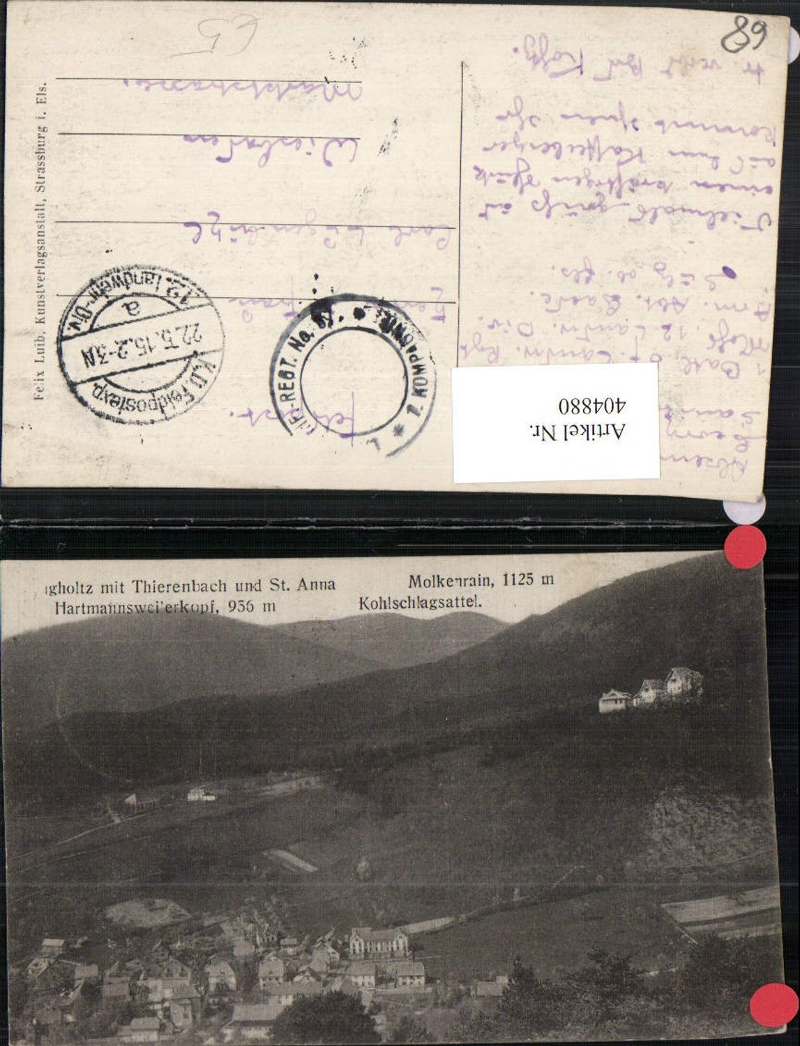 404880,Elsass Haut-Rhin Jungholz m. Thierenbach u. St. Anna Totale