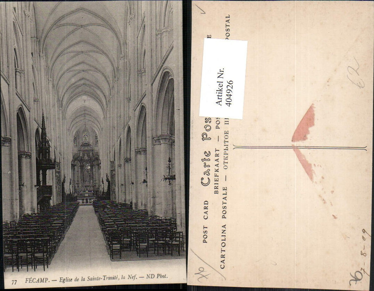 404926,Haute-Normandie Seine-Maritime Fecamp Eglise de la Sainte-Trinite Kirche Innenansicht